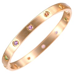 Cartier Love Bracelet Set In 10 Multi Gem Yellow Gold Size 16 