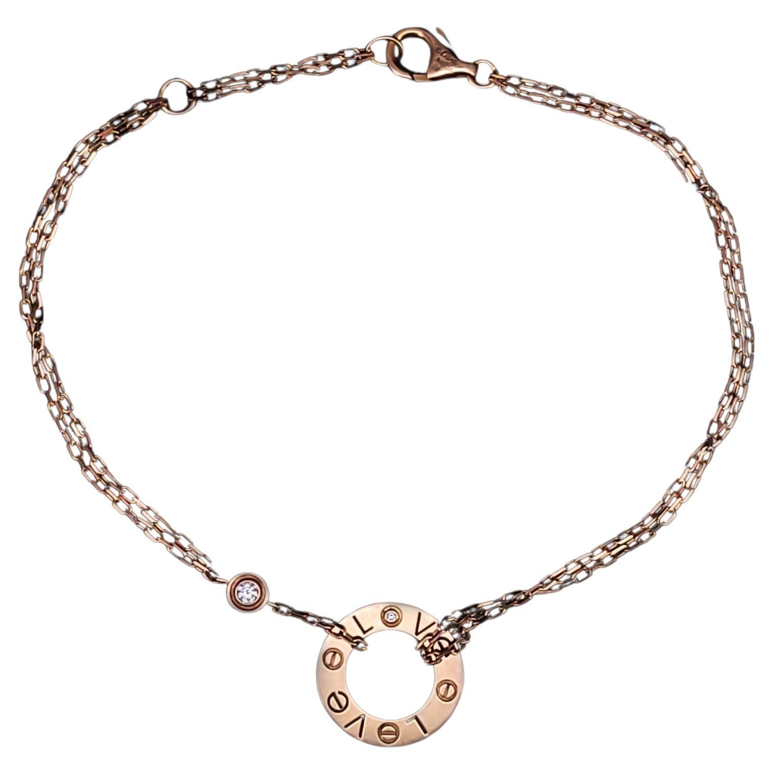 Cartier Love-Armband aus 18 Karat Gold mit 2 Diamanten an Kette
