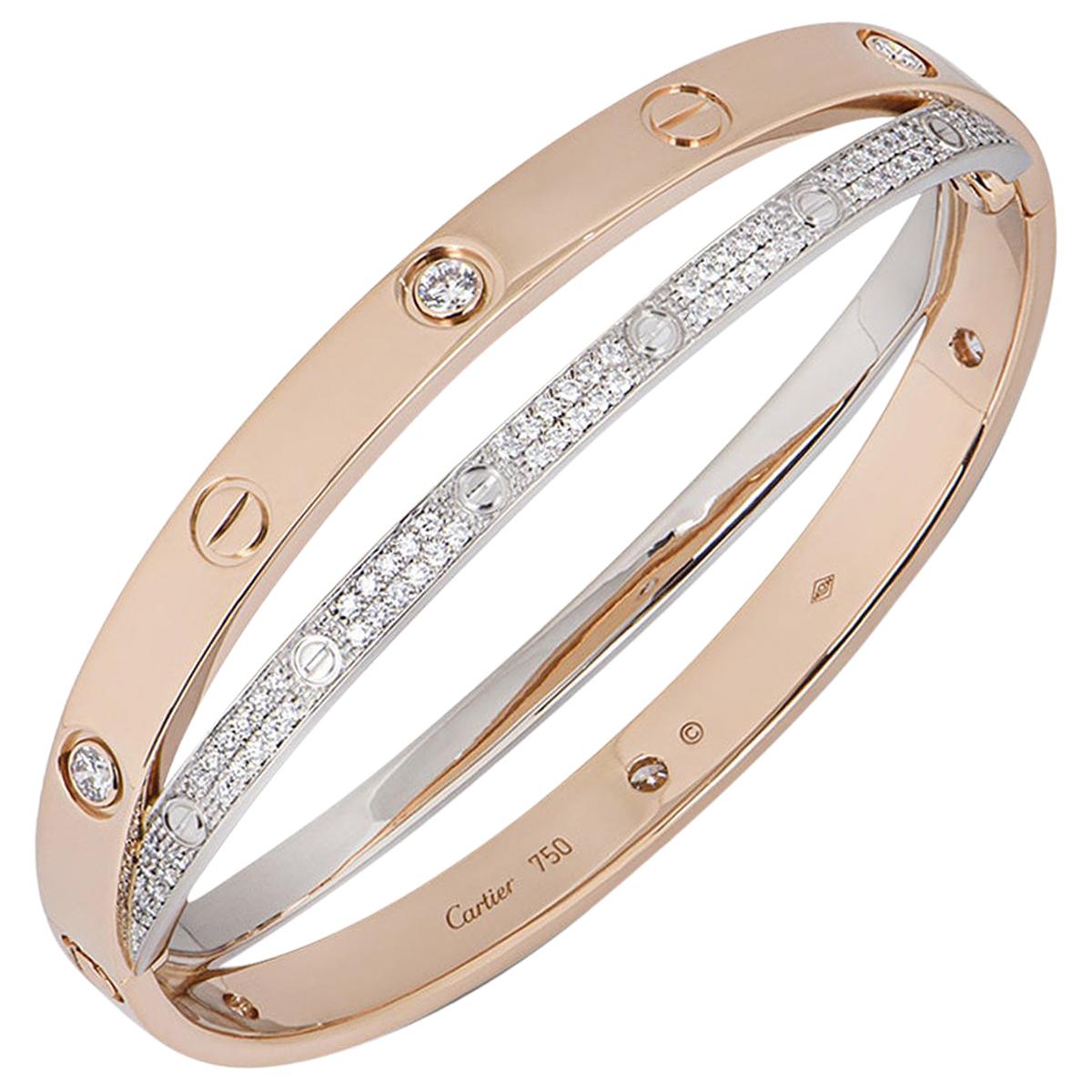 Cartier Love Bracelet Pink & White Gold Diamonds N6039218