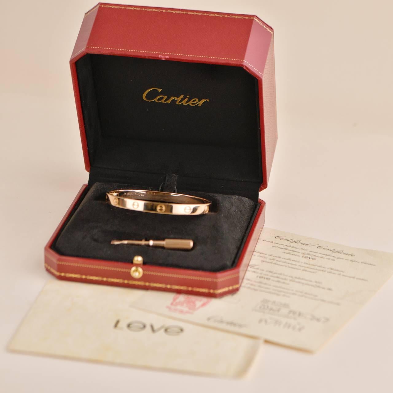 Cartier Love Bracelet Rose Gold Size 19 In Excellent Condition In Banbury, GB