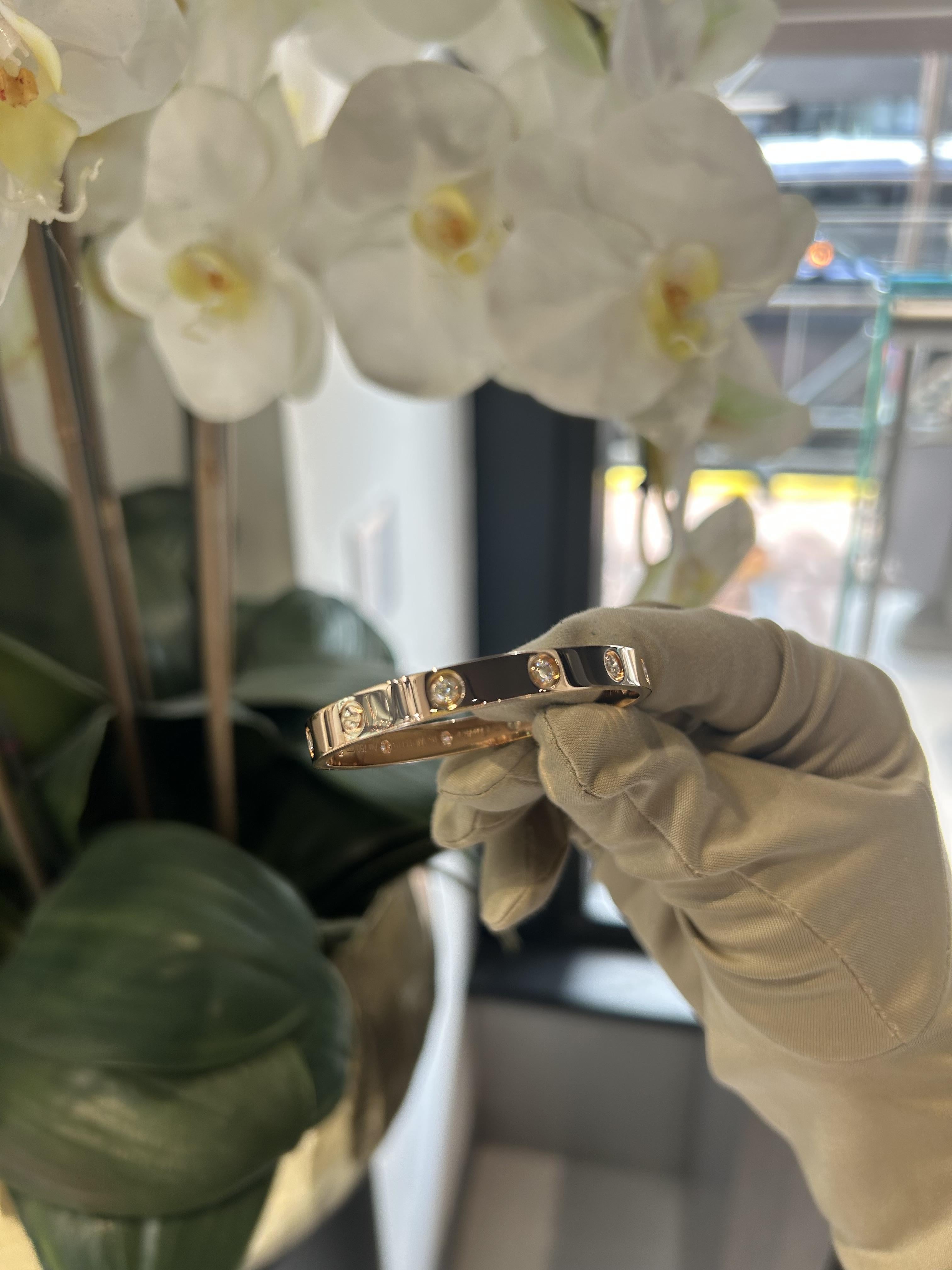 Cartier Love Bracelet Rosegold 10 Diamonds Size 16 Box & Papers im Angebot 2