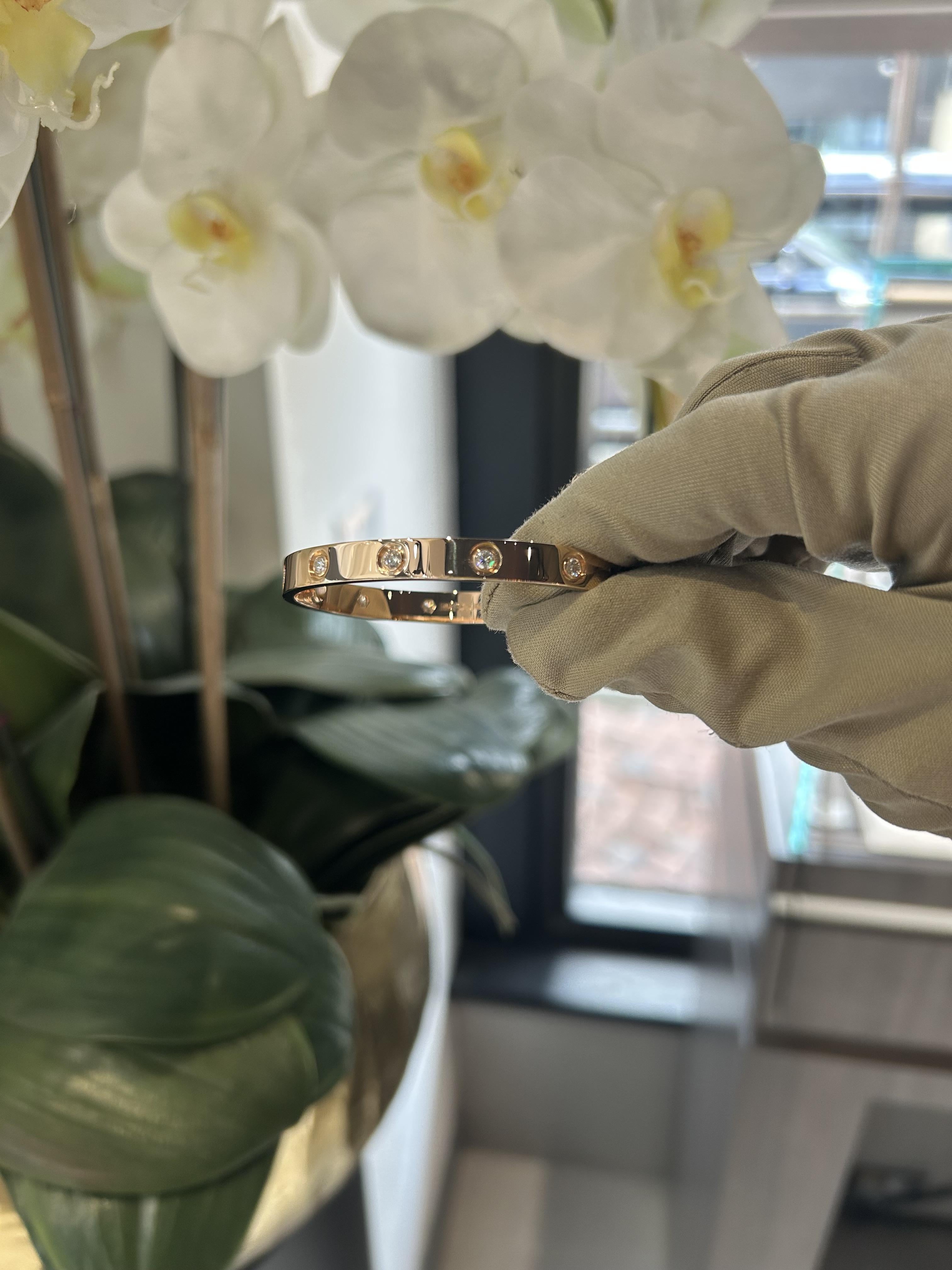 Cartier Love Bracelet Rosegold 10 Diamonds Size 16 Box & Papers im Angebot 3