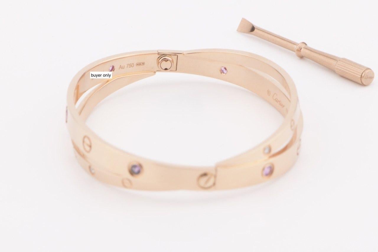 Cartier Love Bracelet Set in Rose Gold Diamond Pink Sapphire 2