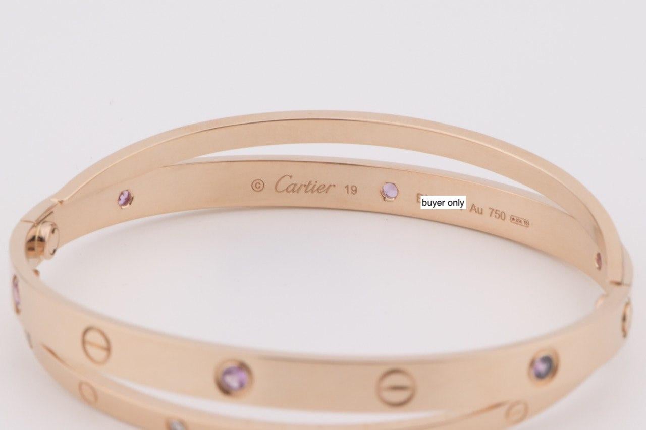 Cartier Love Bracelet Set in Rose Gold Diamond Pink Sapphire 1