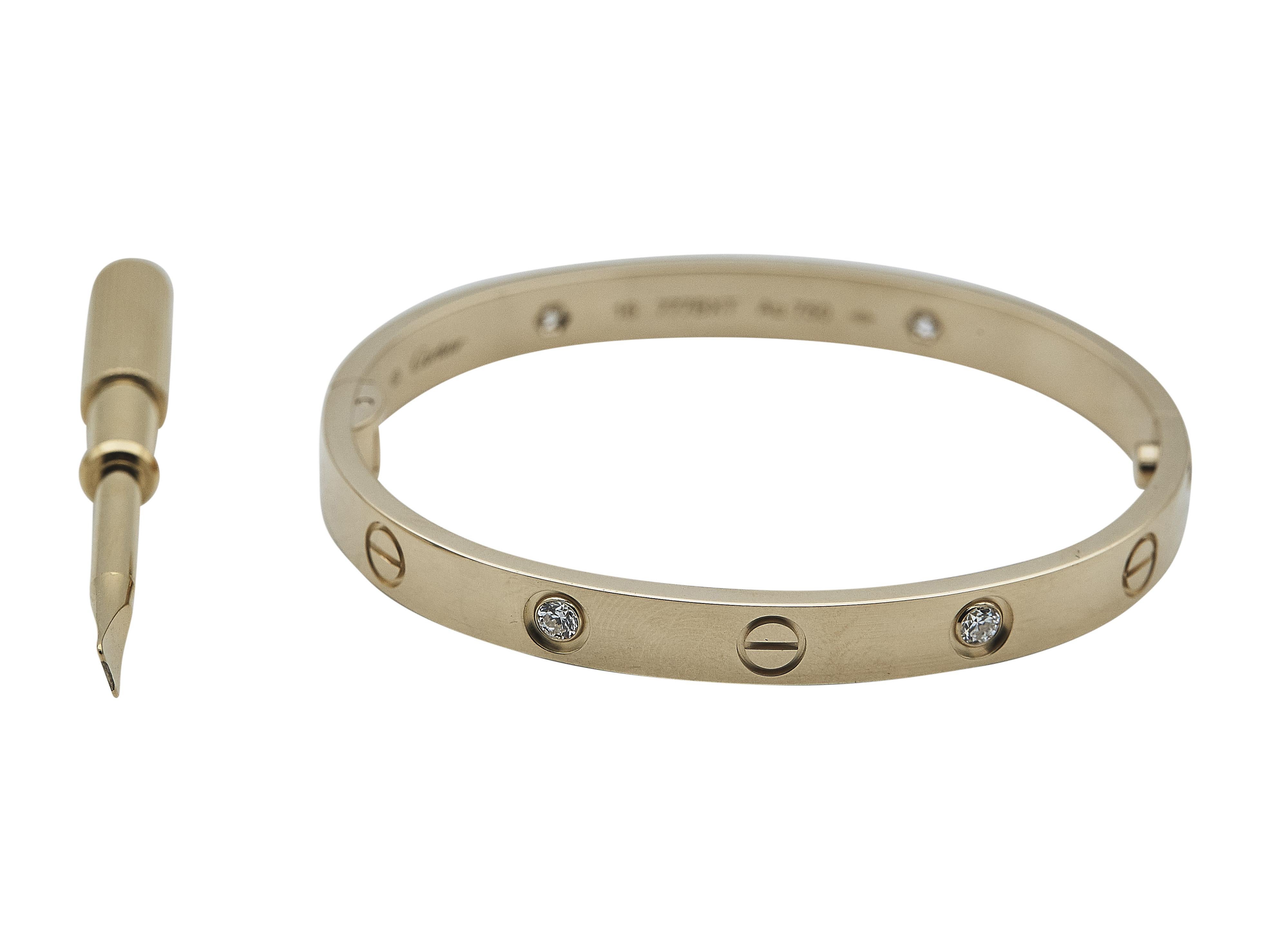 Cartier Love Armband Ein-Schrauben-Verschluss Klassisches Modell 4 Diamanten Größe 16 (Rundschliff) im Angebot