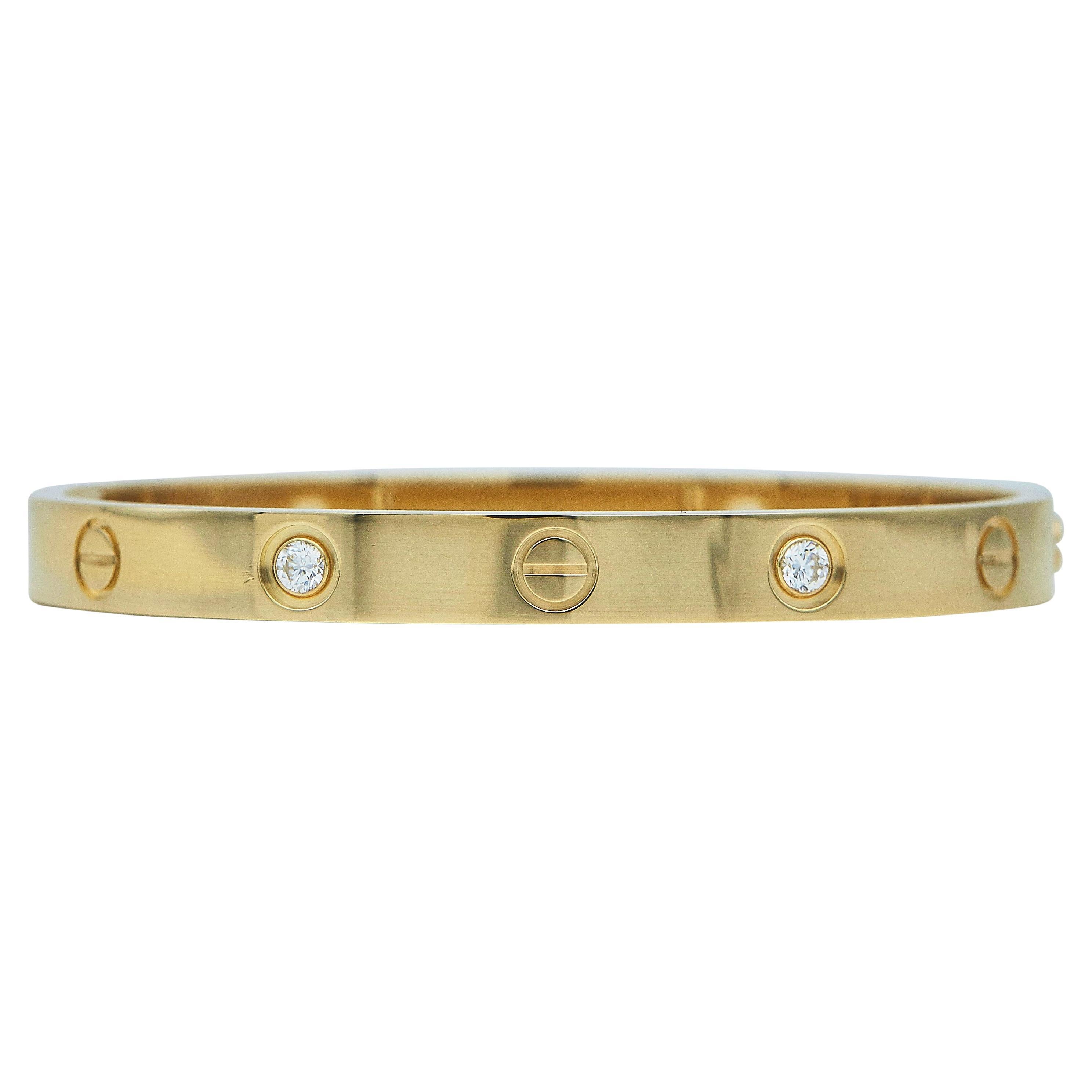 Pulsera Cartier Love Cierre de un solo tornillo Modelo Clásico 4 Diamantes Talla 16