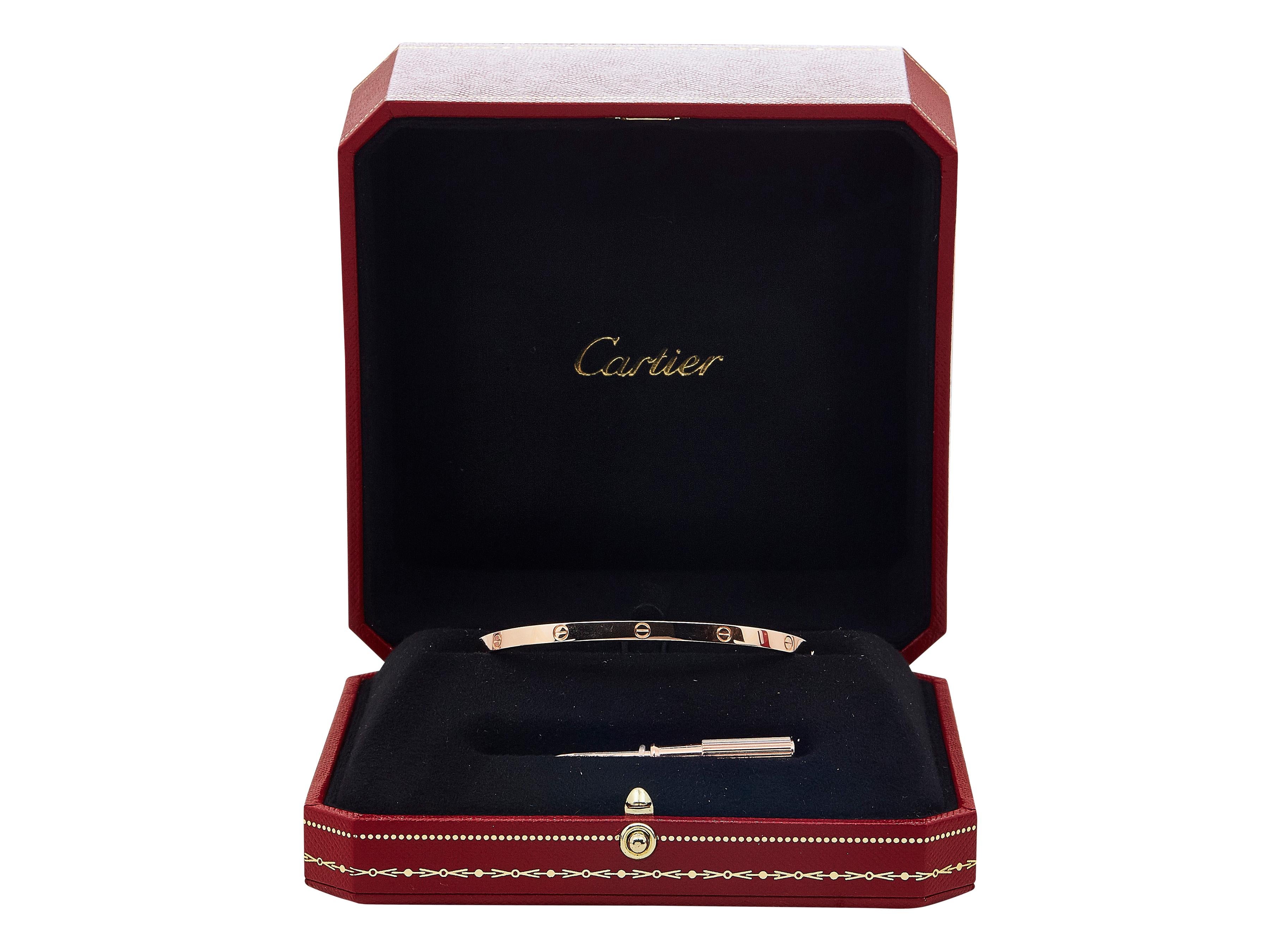 Bracelet Love de Cartier Fermeture à vis unique Petit Modèle Or Rose 18K Taille 18 en vente 2