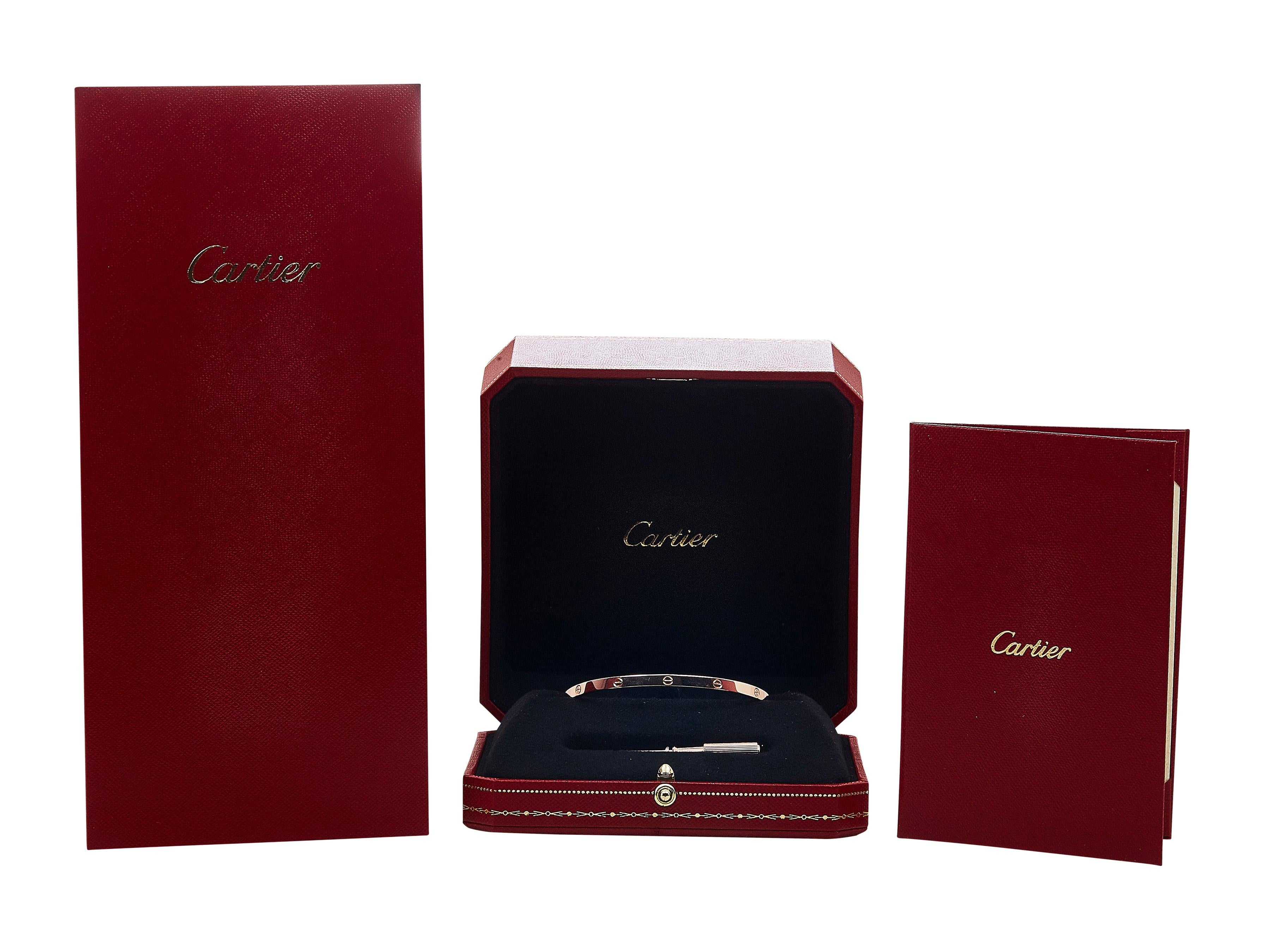 Bracelet Love de Cartier Fermeture à vis unique Petit Modèle Or Rose 18K Taille 18 en vente 3