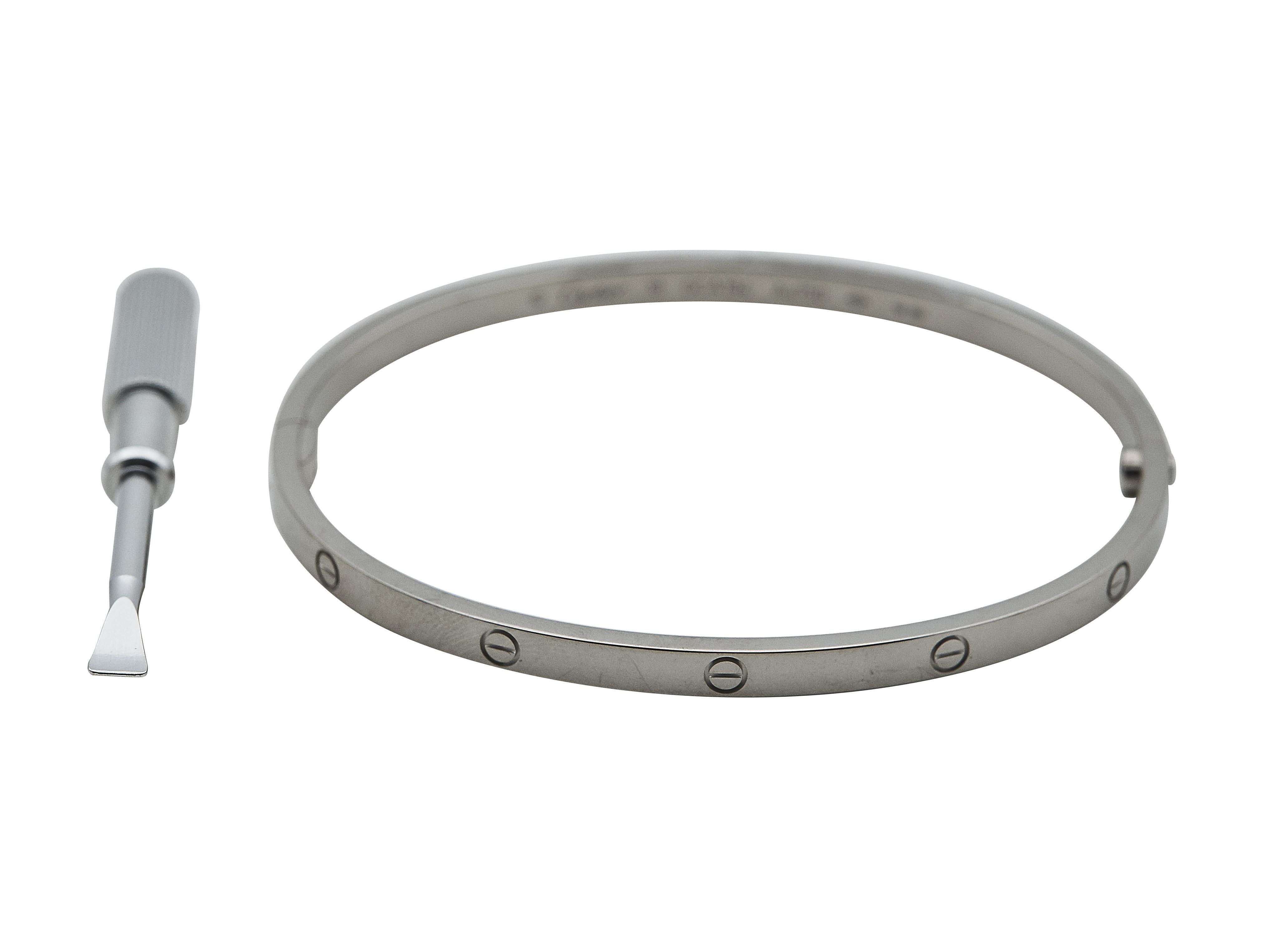 Bracelet Love de Cartier Fermeture à vis unique Petit Modèle Or Blanc 18K Taille 18 Excellent état - En vente à New York, NY