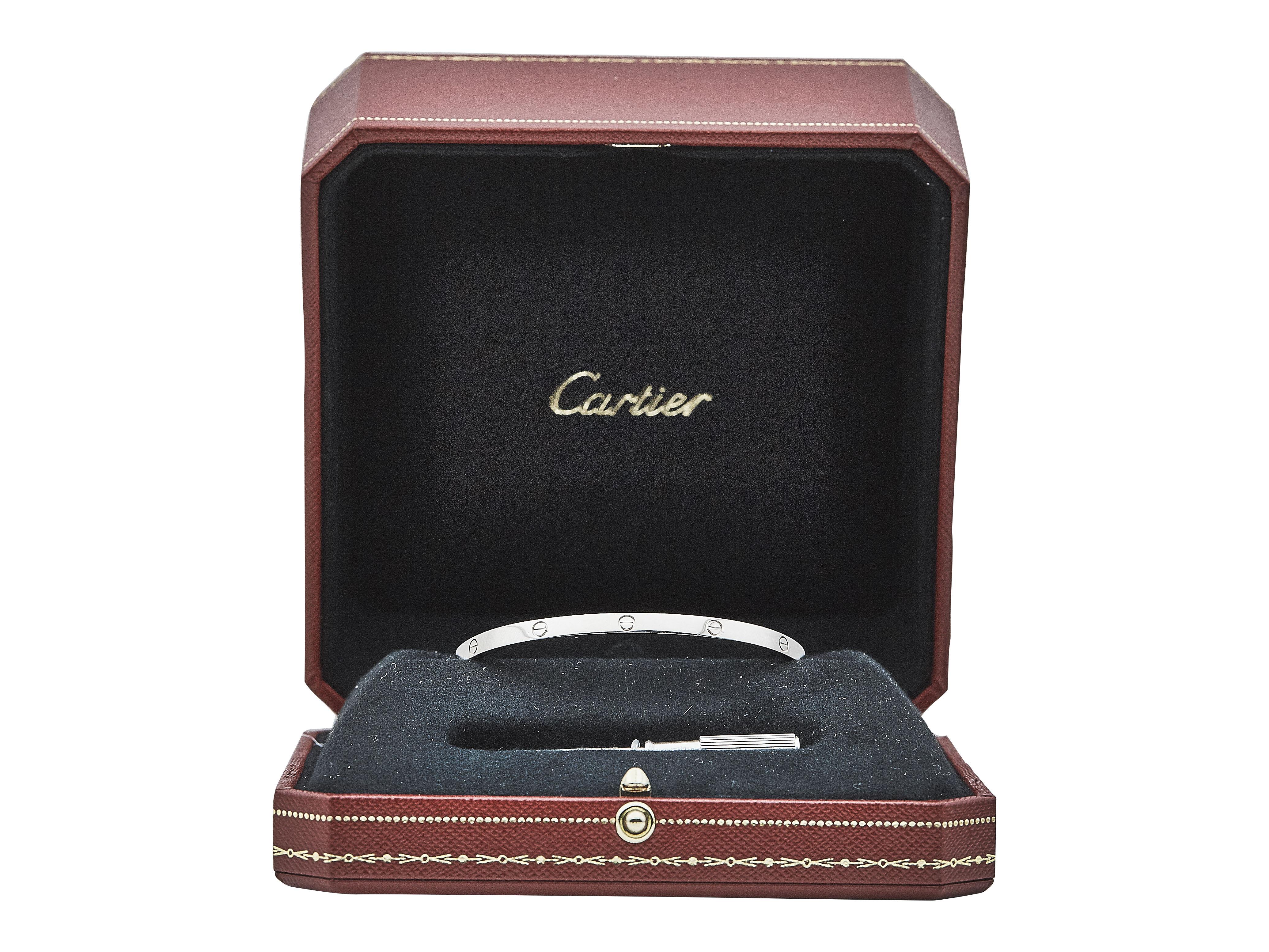 Bracelet Love de Cartier Fermeture à vis unique Petit Modèle Or Blanc 18K Taille 18 en vente 1