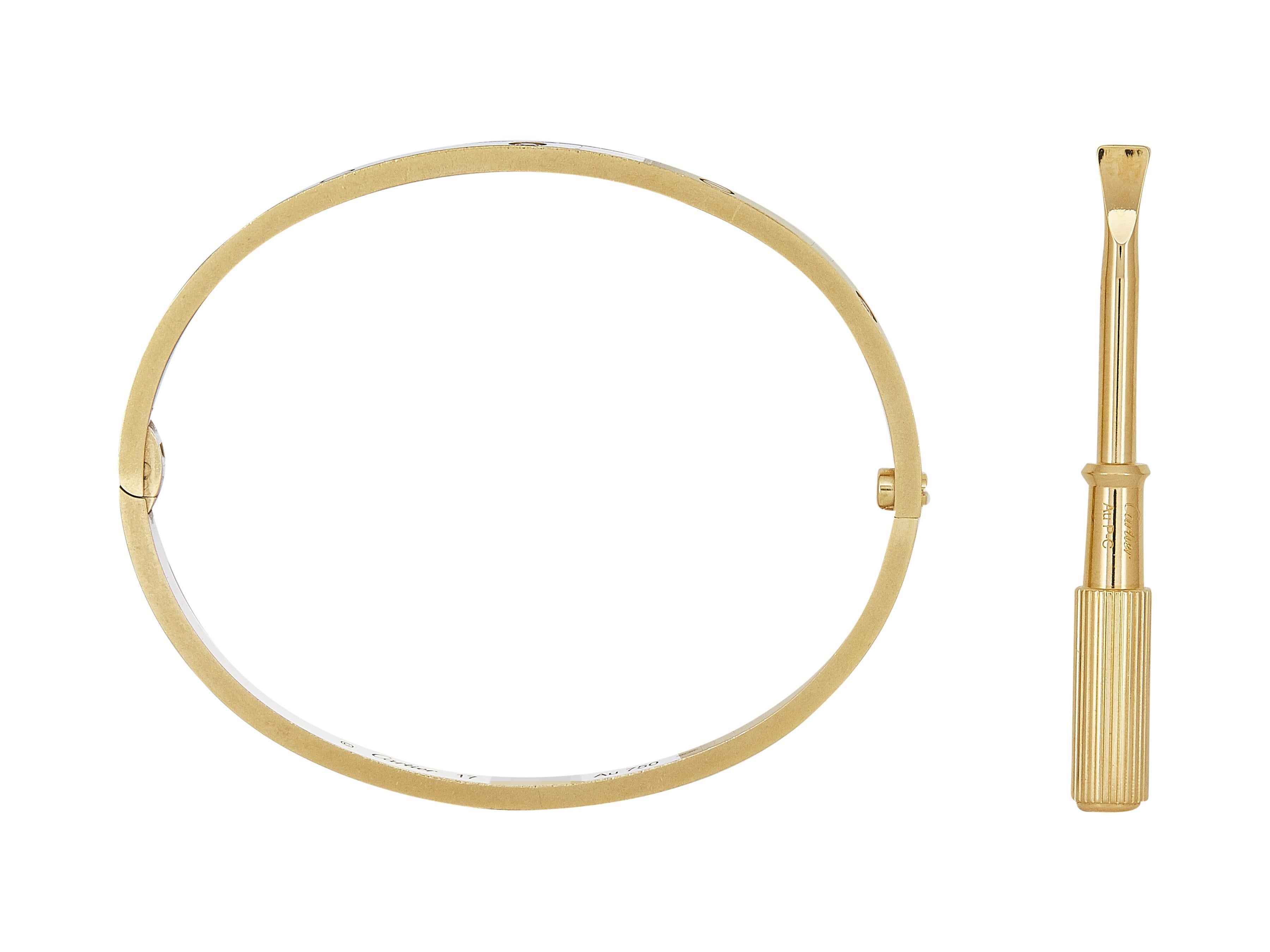 Bracelet LOVE de Cartier Fermeture à vis unique Petit Modèle Or Jaune 18K 6-Diamants Unisexe en vente