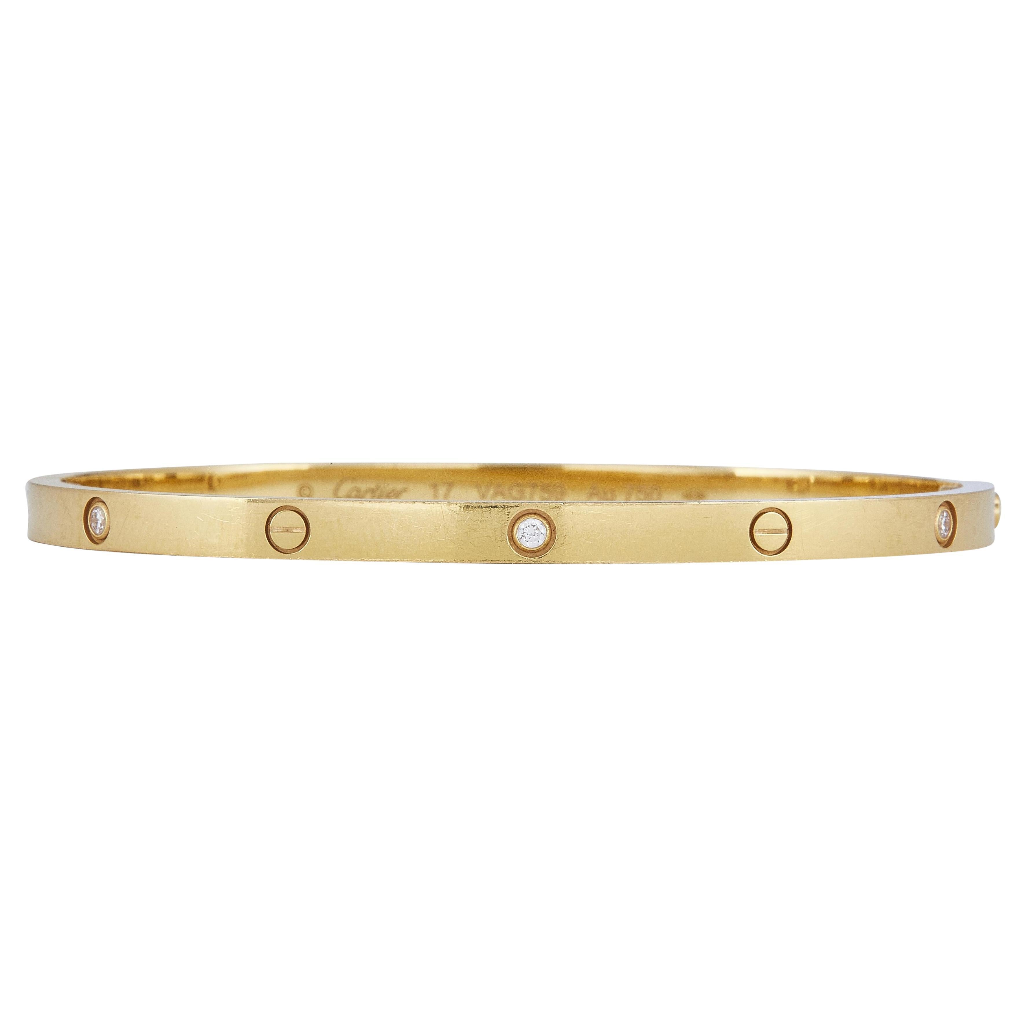 Cartier LOVE Bracelet Single-Screw Closure Small Model 18K Yellow Gold 6-Diamond
