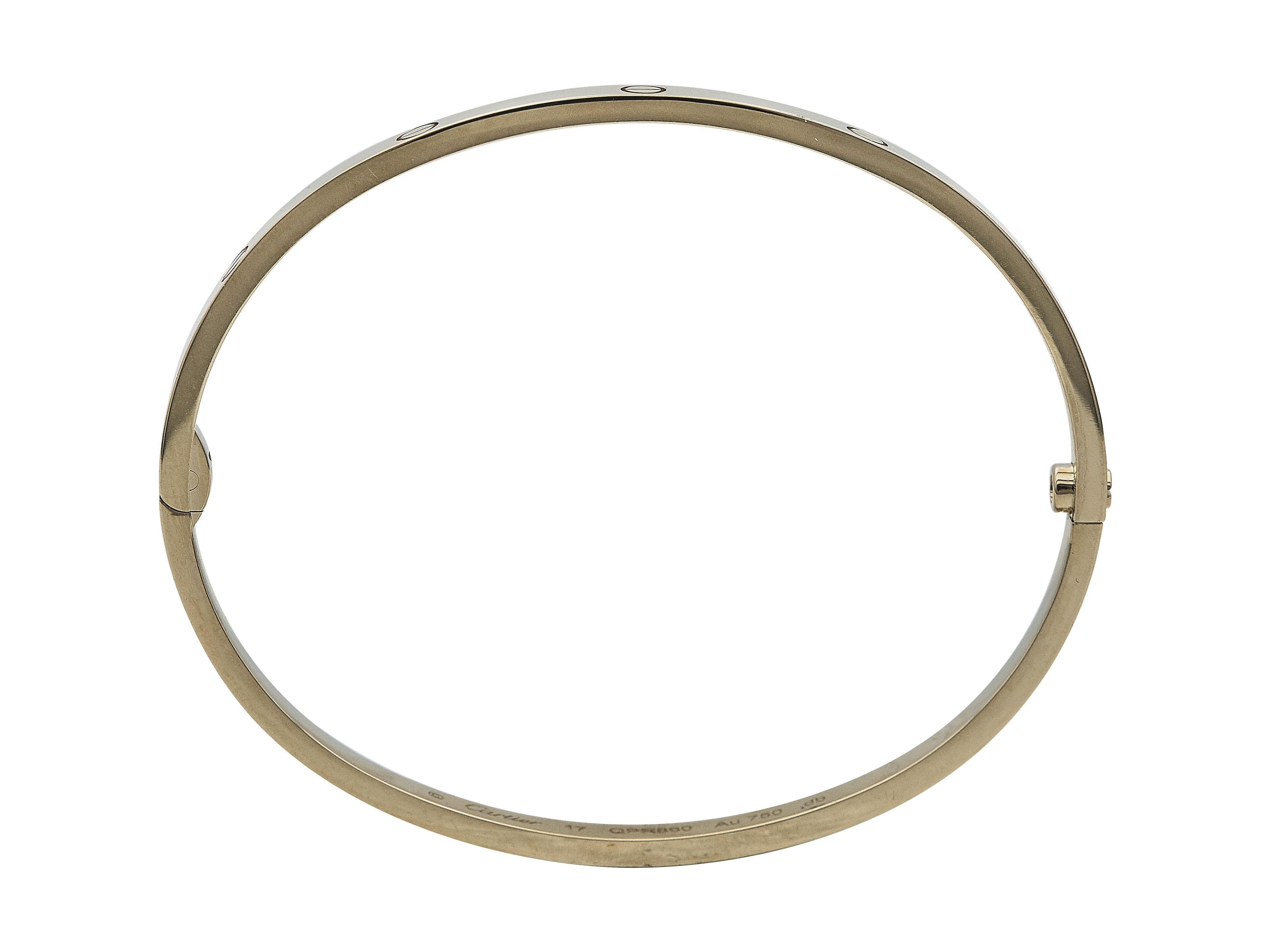 Cartier Love Bracelet Single-Screw Closure Small Model 18K Yellow Gold Size 17 In Excellent Condition For Sale In New York, NY