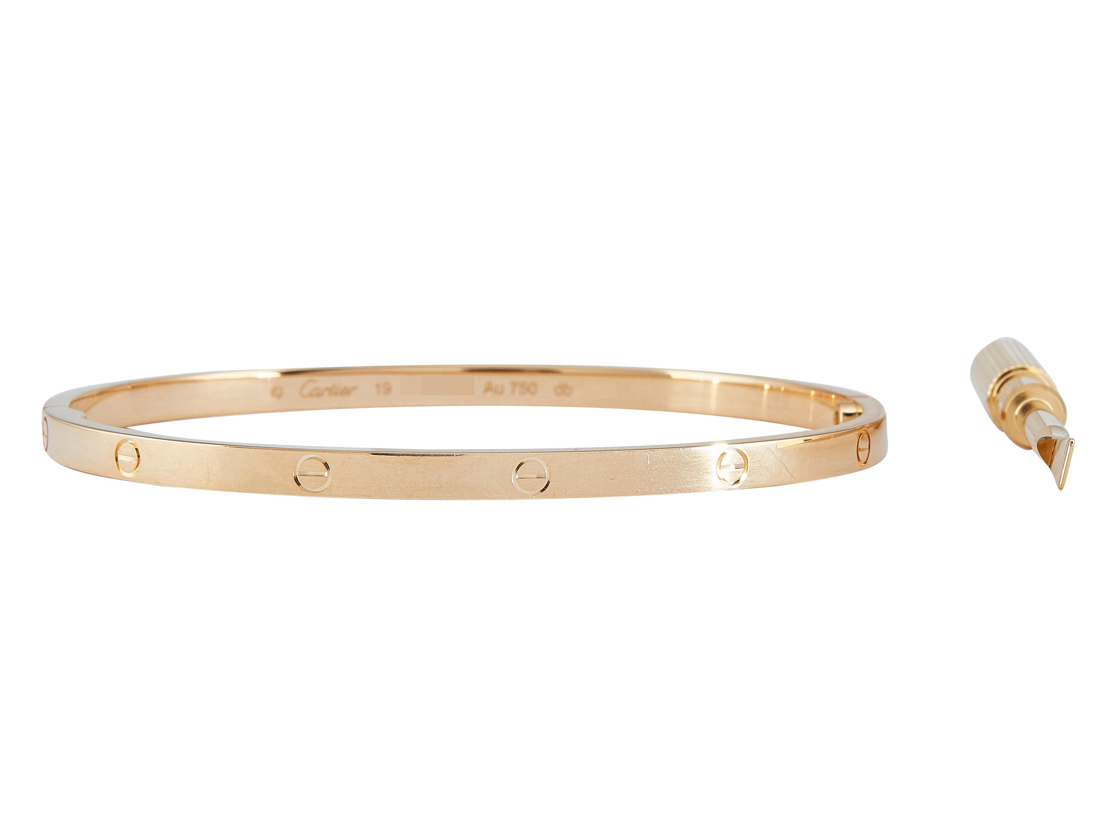 Cartier LOVE Pulsera Cierre de un solo tornillo Modelo Pequeño Oro Amarillo 18K Talla 17 Contemporáneo en venta