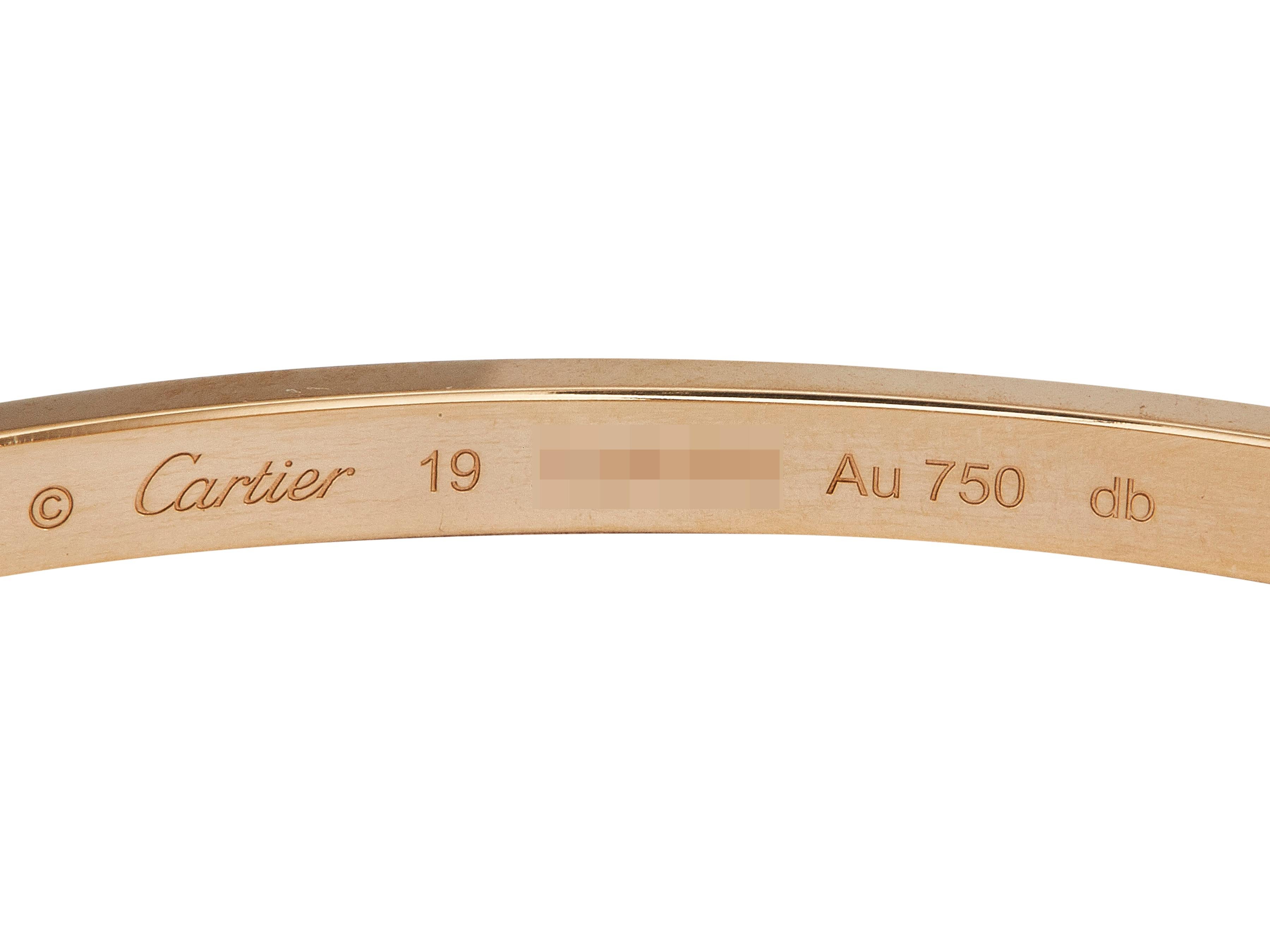 Femenino o masculino Cartier LOVE Pulsera Cierre de un solo tornillo Modelo Pequeño Oro Amarillo 18K Talla 17 en venta