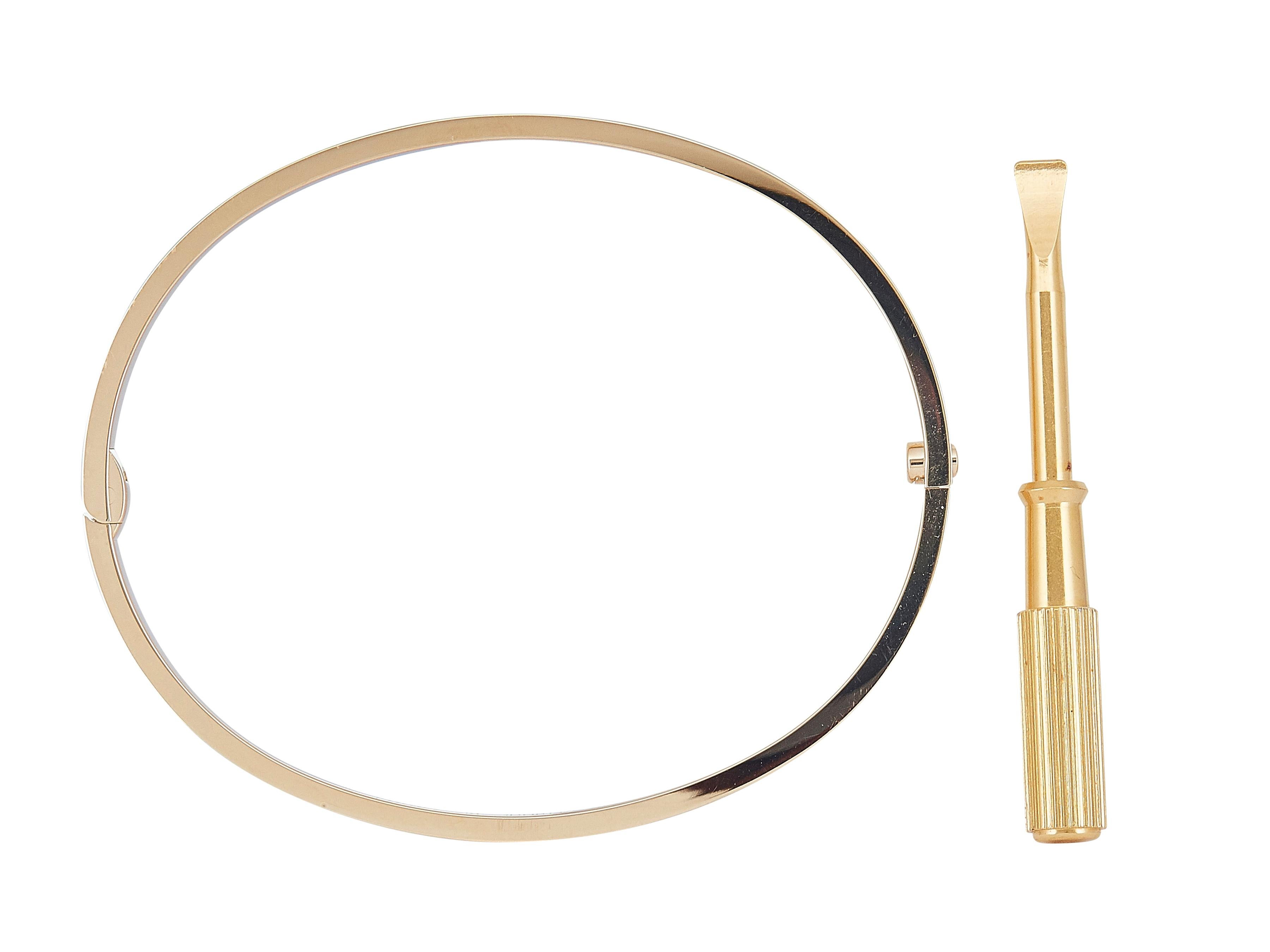 Cartier Love Bracelet Single-Screw Closure Small Model 18K Yellow Gold Size 18 1