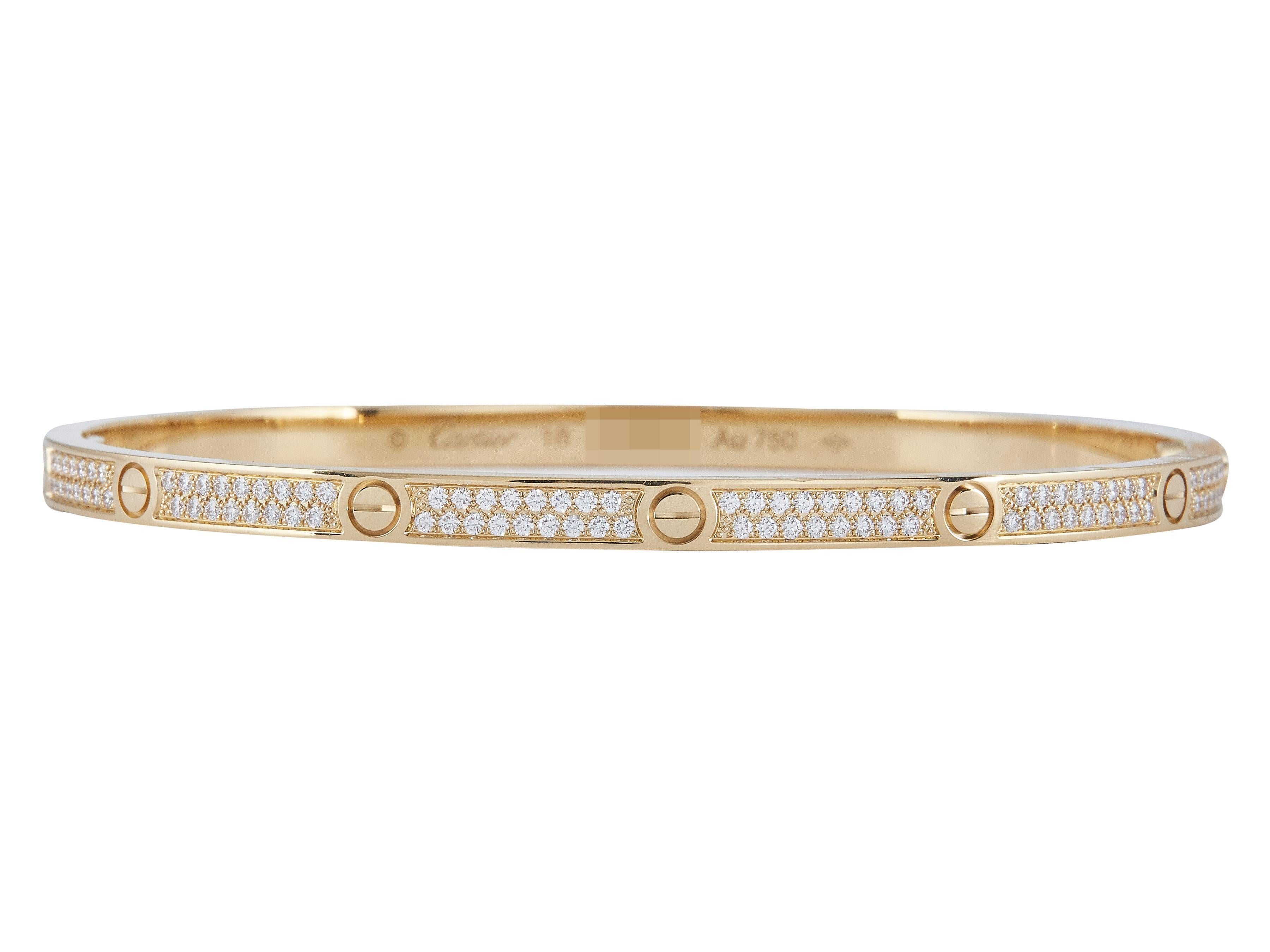 Cartier LOVE Armband Ein-Schrauben-Verschluss Kleines Modell Diamant Pave Größe 18 (Rundschliff) im Angebot