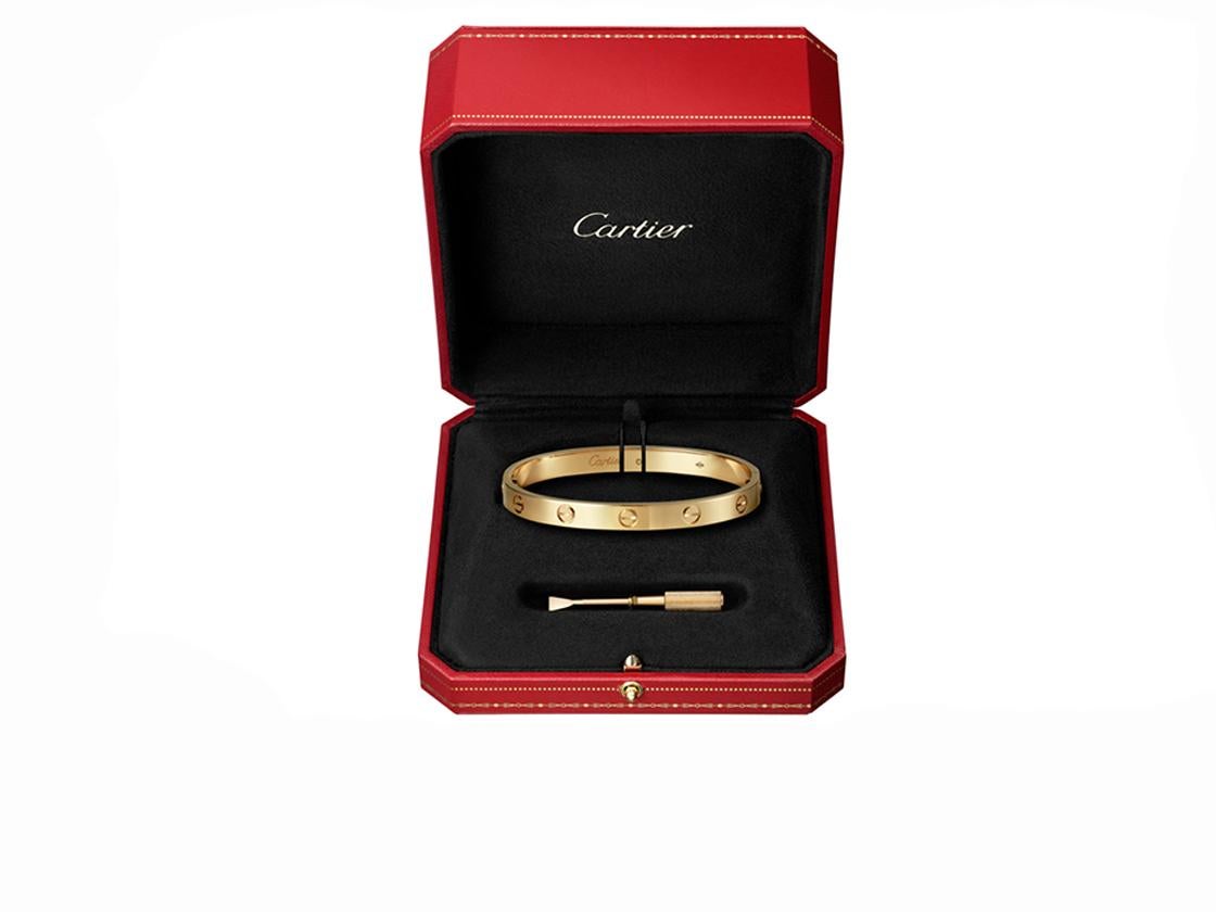 Modern Cartier Love Bracelet, 18 Karat, Box and Papers, Signed