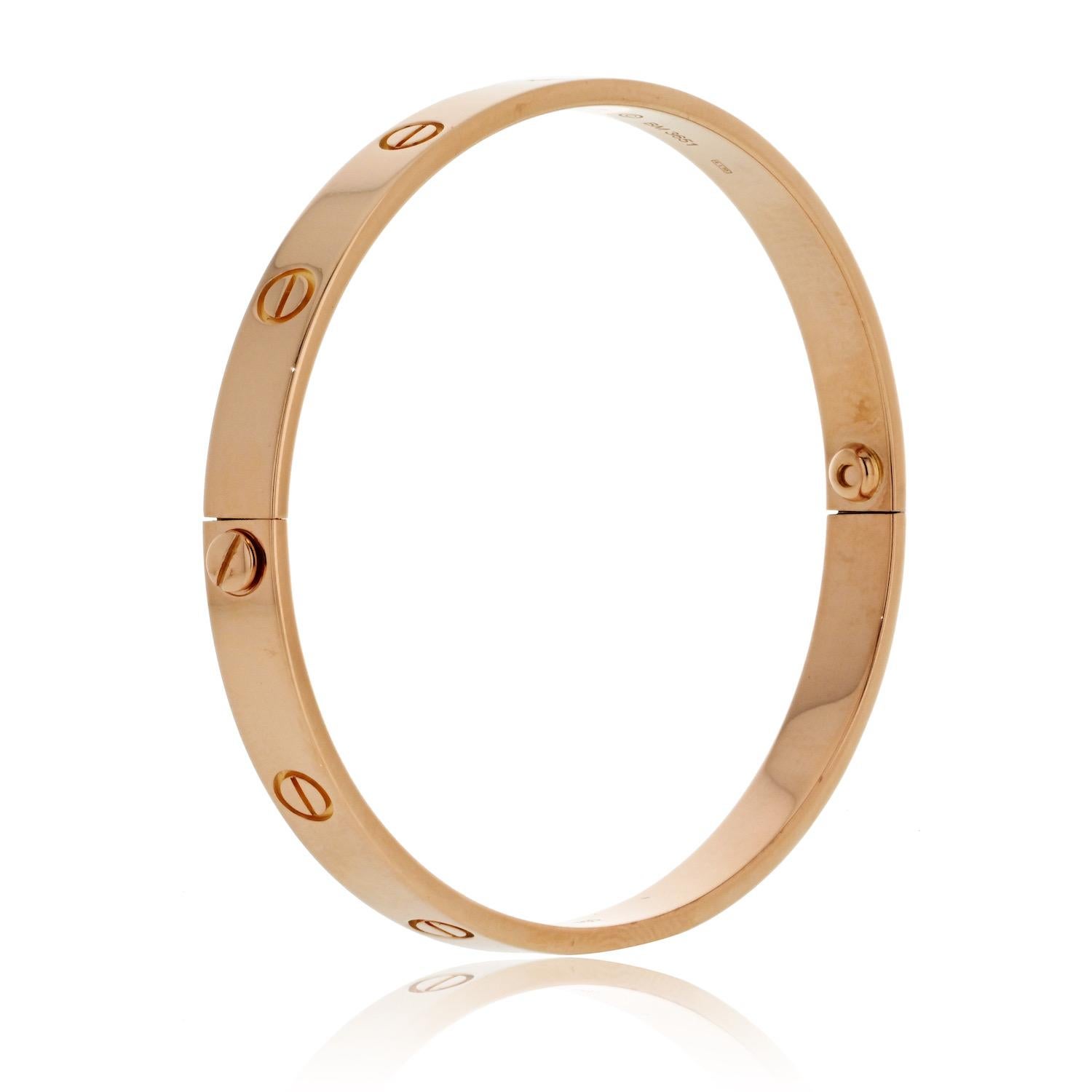 Cartier Love Bracelet Size 20 in 18K Rose Gold In Excellent Condition For Sale In New York, NY