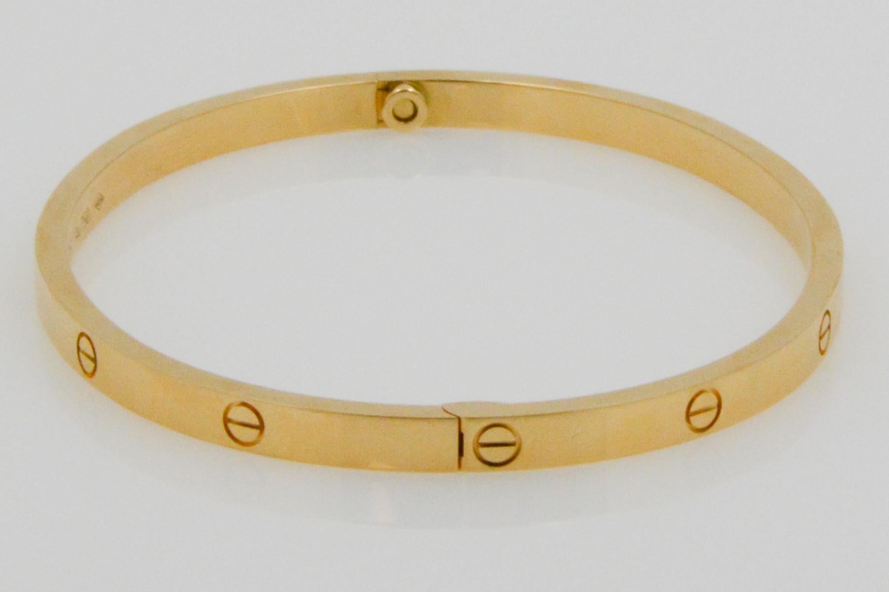 Cartier Love Bracelet Small 18 Karat Yellow Gold In Good Condition In Dallas, TX