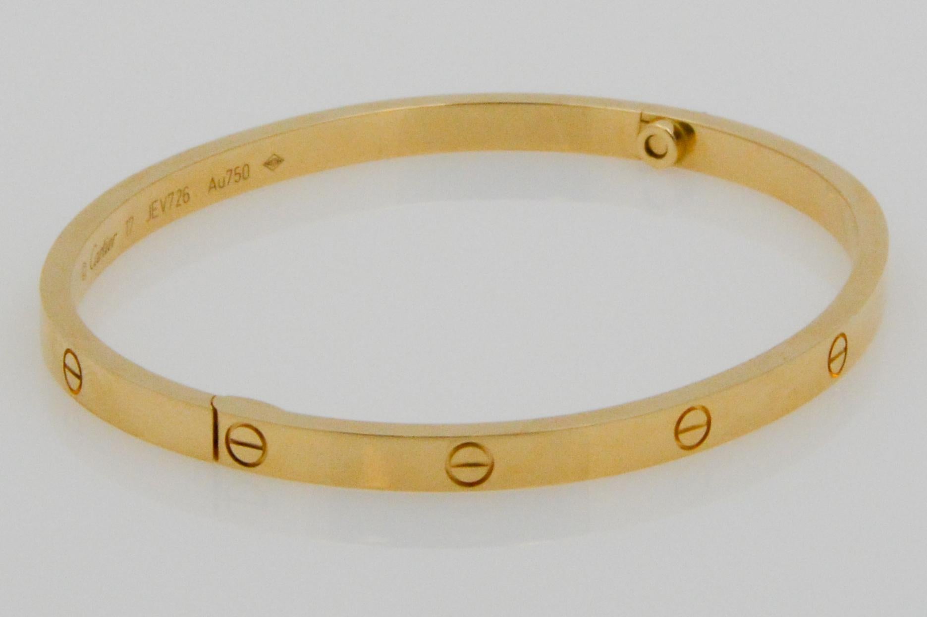 Women's Cartier Love Bracelet Small 18 Karat Yellow Gold