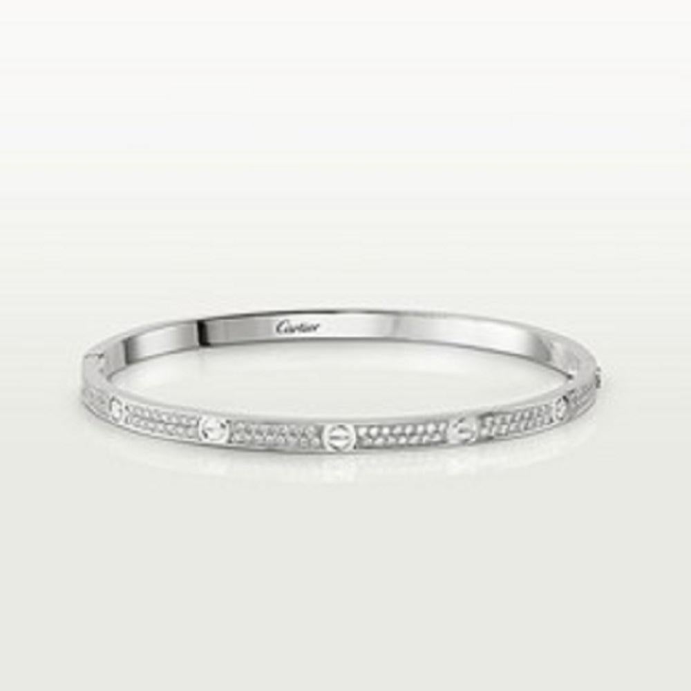 Contemporary Cartier Love Bracelet Small in 18k White Gold Diamonds with box