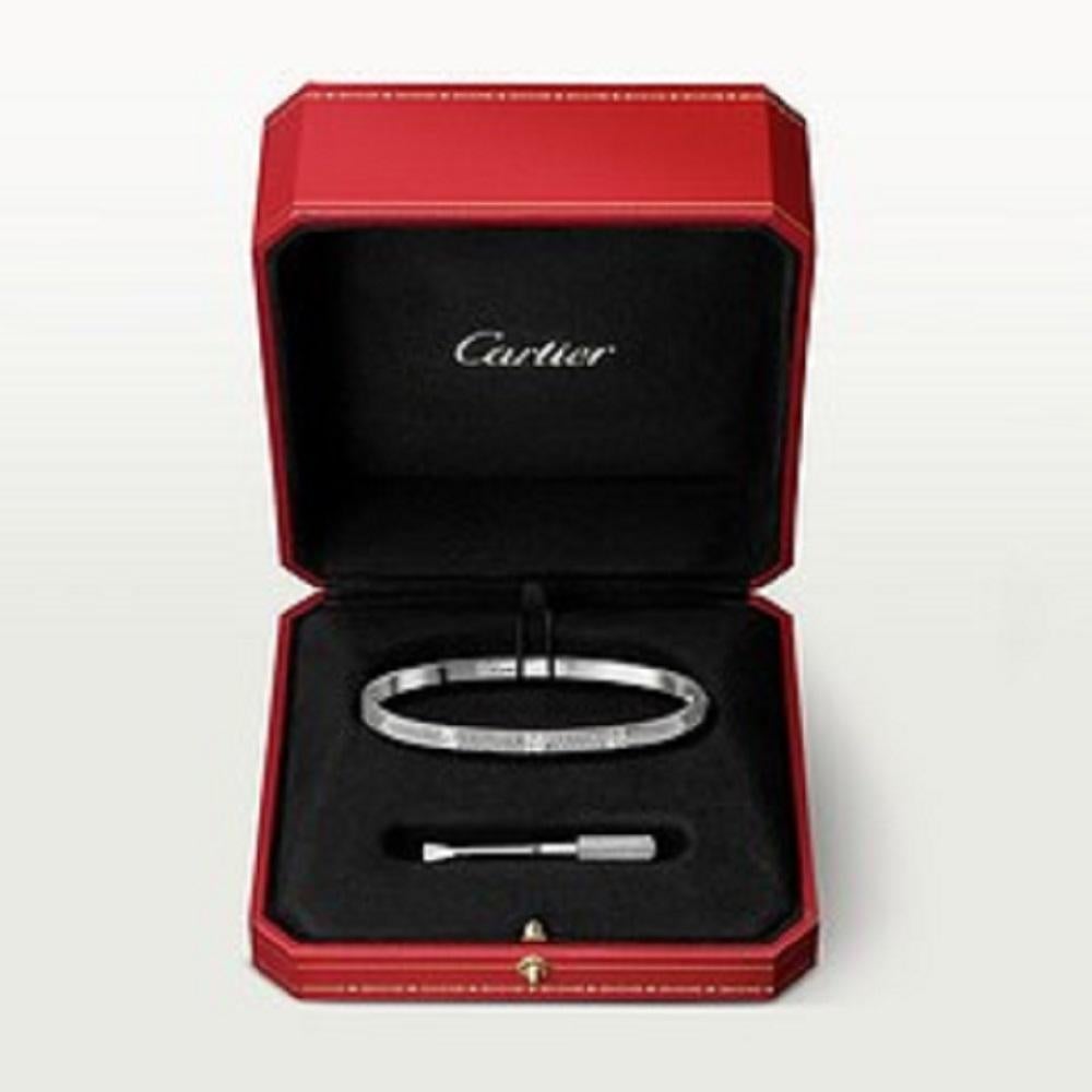 Cartier, petit bracelet Love Bracelet en or blanc 18 carats avec diamants, boîte et papiers, taille 18 en vente 2
