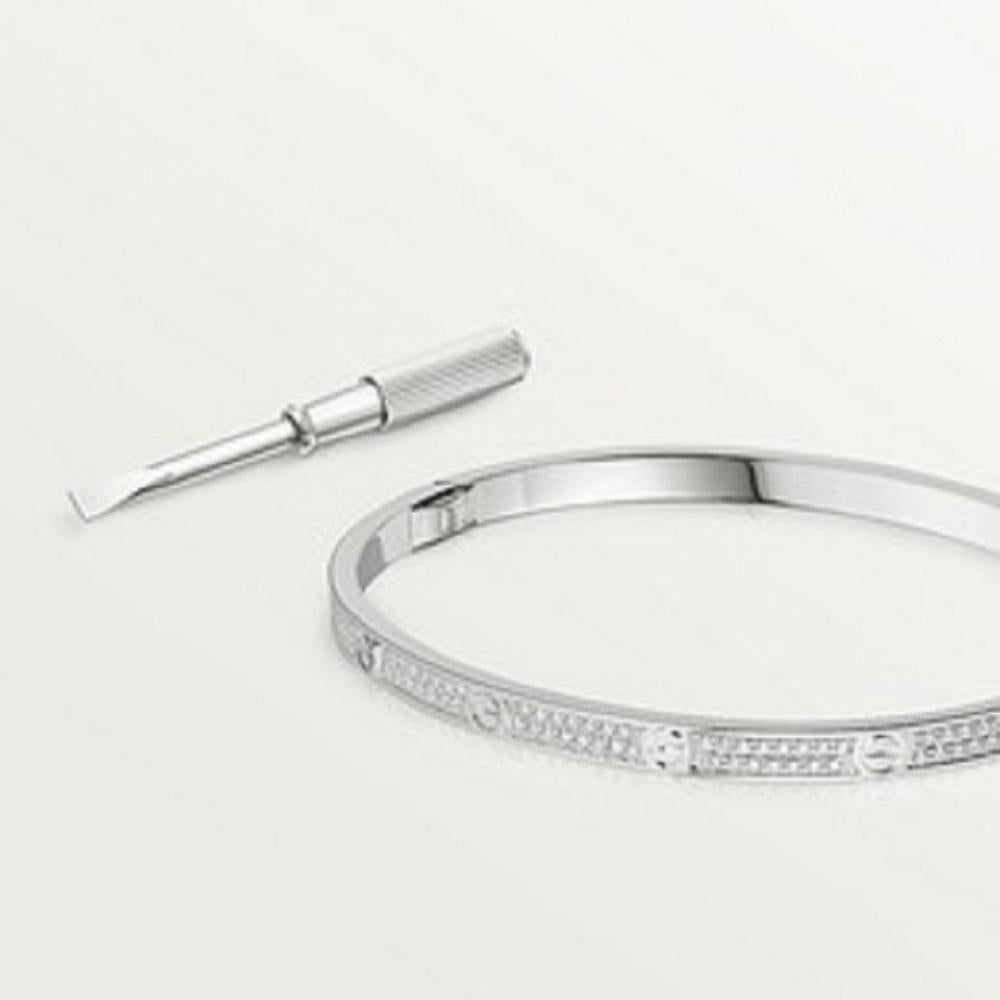 Cartier Love Bracelet Small in 18k White Gold Diamonds with box 3