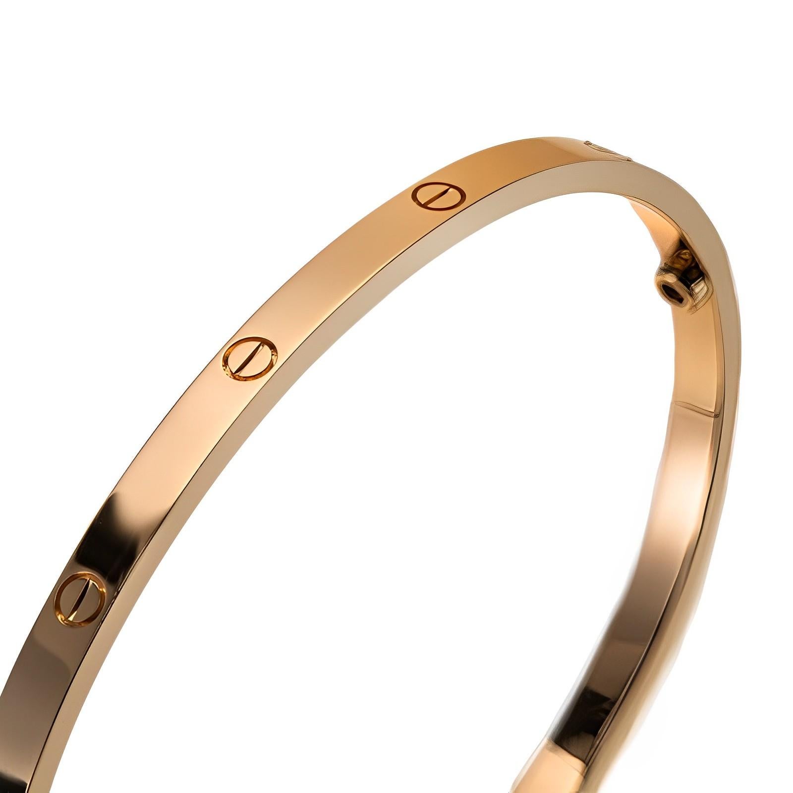 Cartier Love Bracelet Small Model 18k Rose Gold Size 18 In Excellent Condition In Banbury, GB