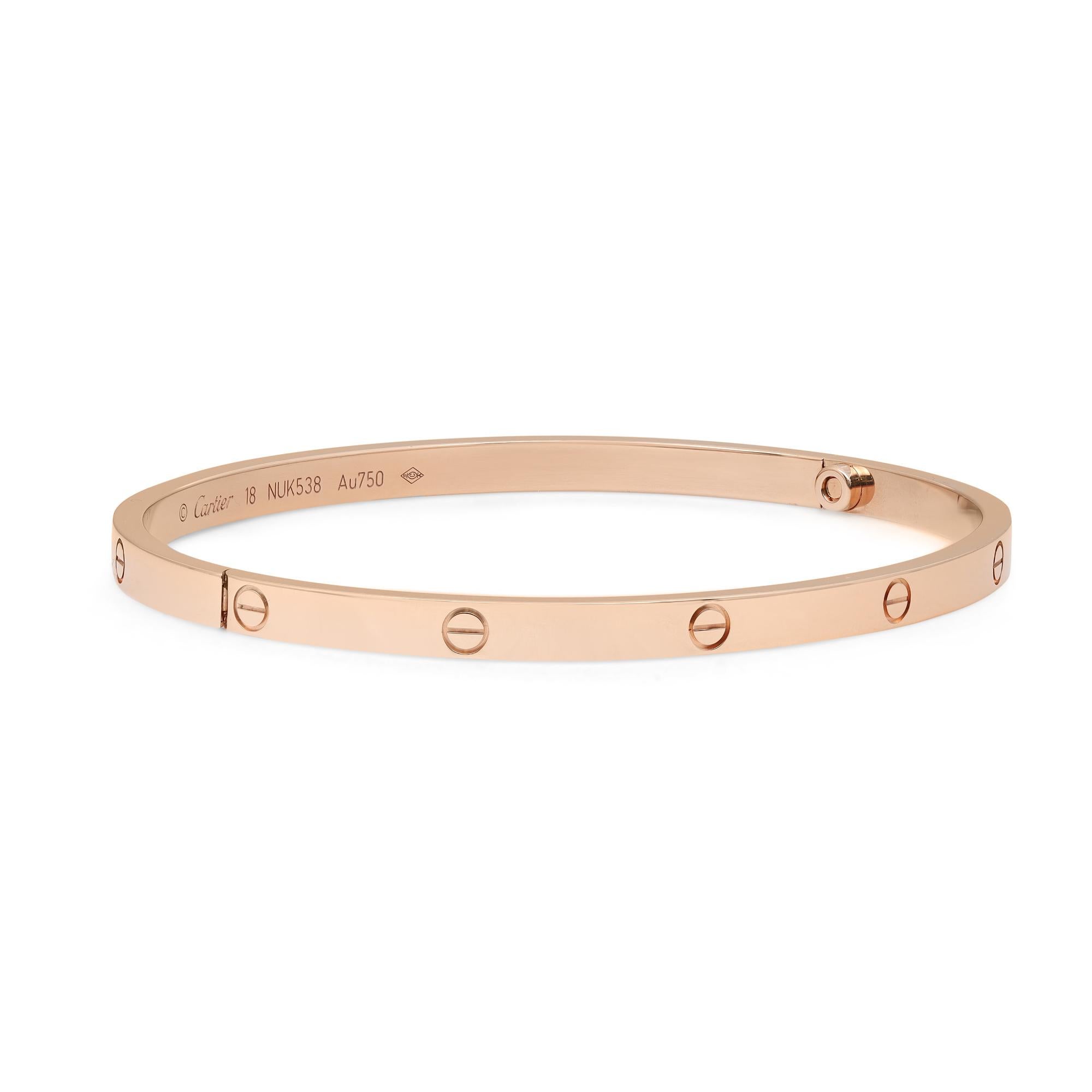 Cartier Love Bracelet Small Model 18K Rose Gold In Excellent Condition In New York, NY