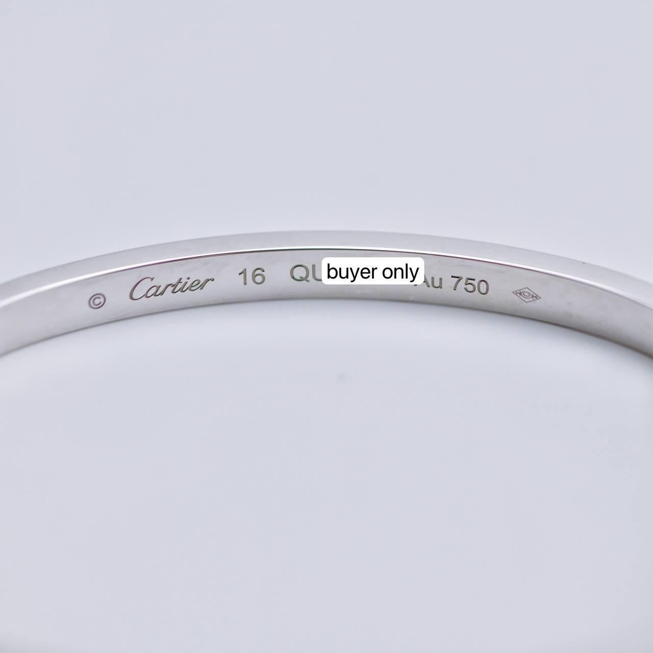 Cartier, petit modèle en or blanc 18 carats, taille 16 Unisexe en vente