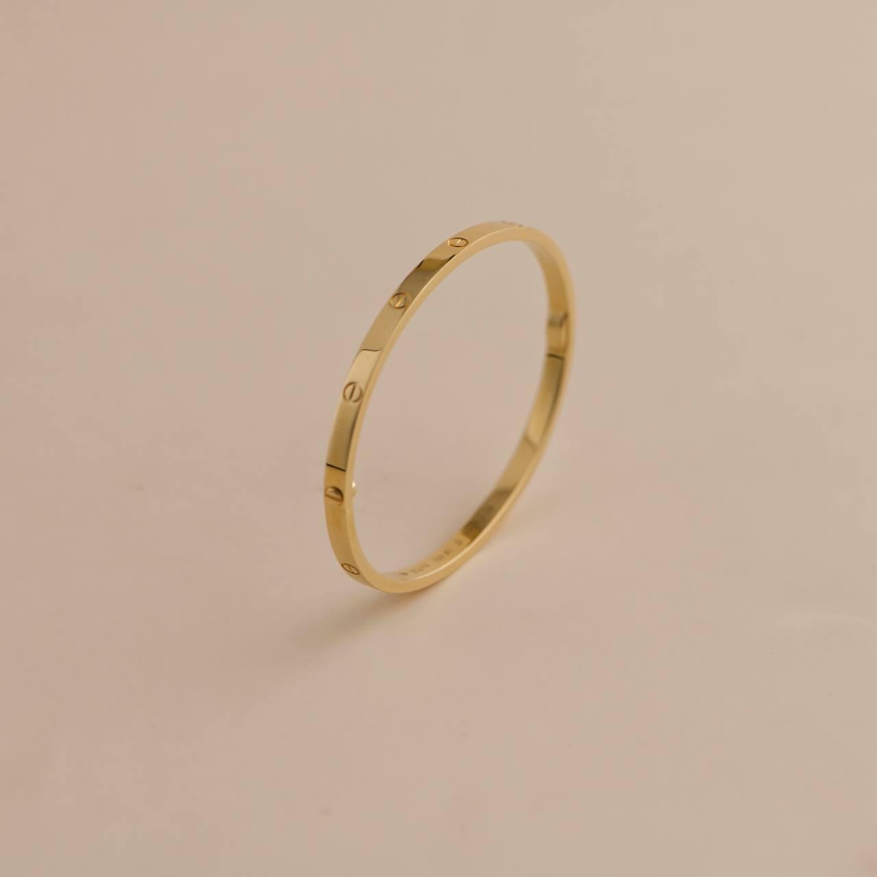 Women's or Men's Cartier Love Bracelet Small Model 18K Yellow Gold Size 16