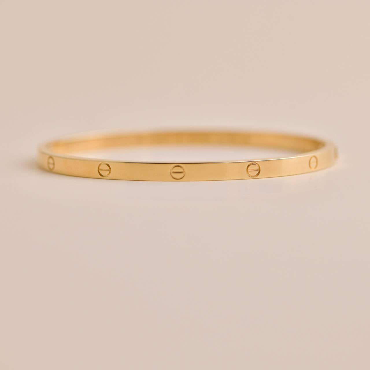 Cartier Love Bracelet Small Model 18K Yellow Gold Size 17 In Excellent Condition In Banbury, GB