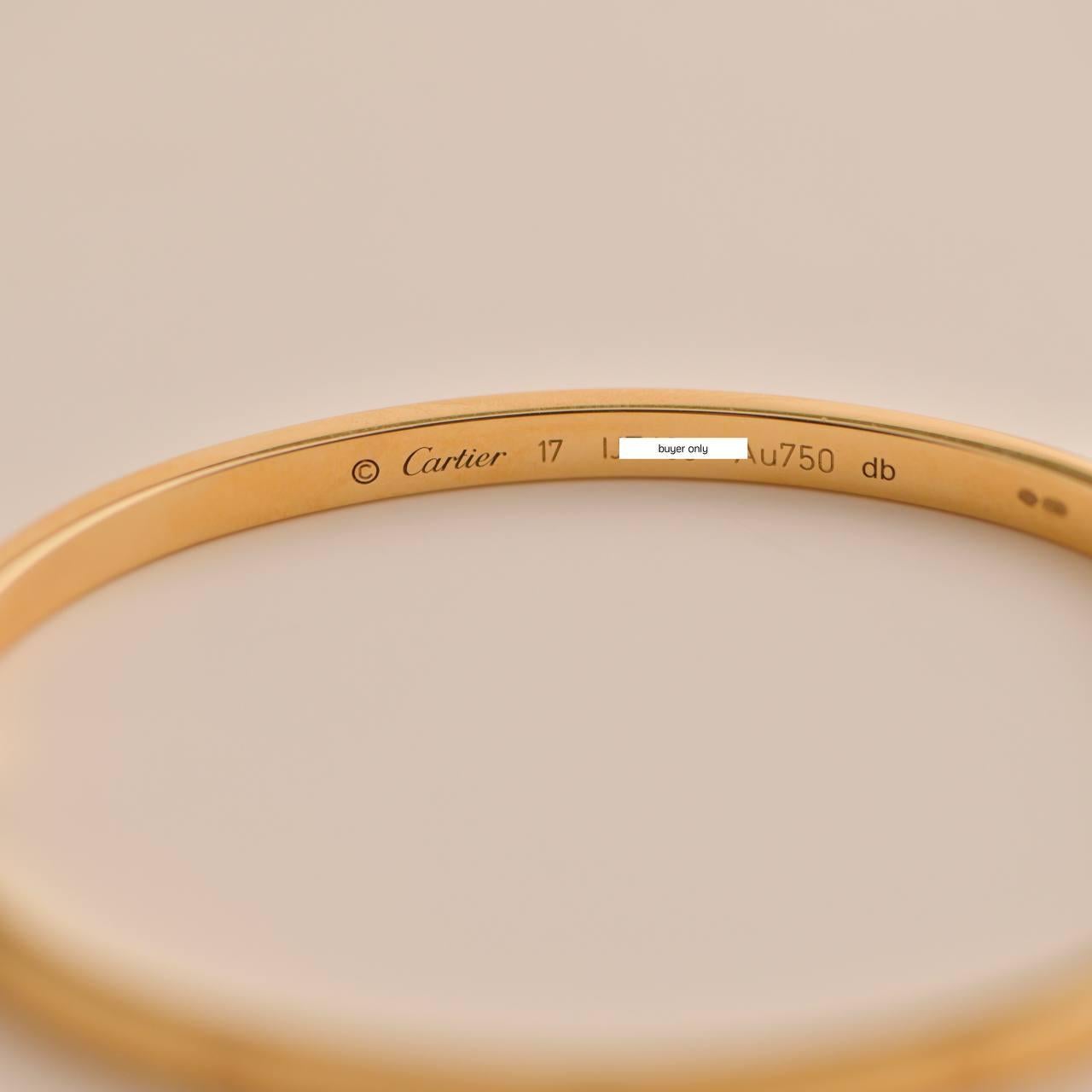 Cartier Bracelet Love en or jaune 18 carats, petit modèle, taille 17 3
