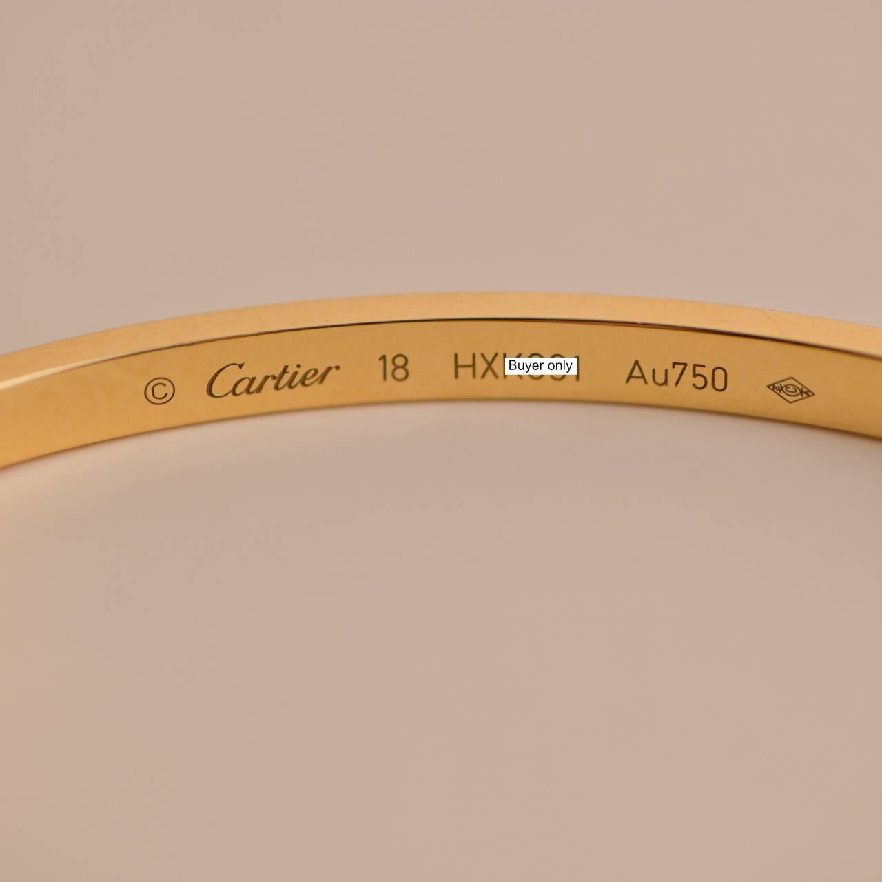 Men's Cartier Love Bracelet Small Model 18K Yellow Gold Size 18