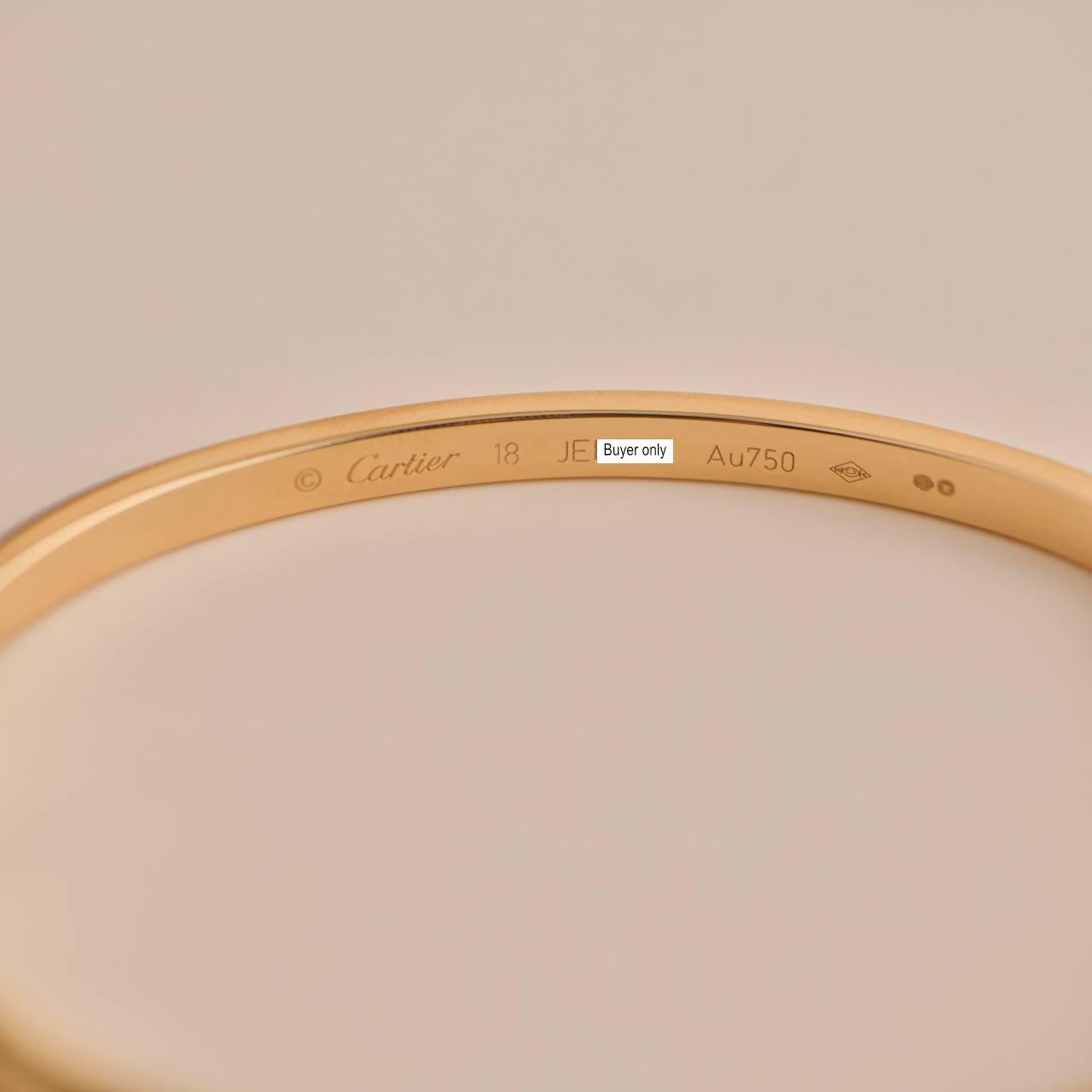 Cartier Love Bracelet Small Model 18K Yellow Gold Size 18 In Excellent Condition In Banbury, GB