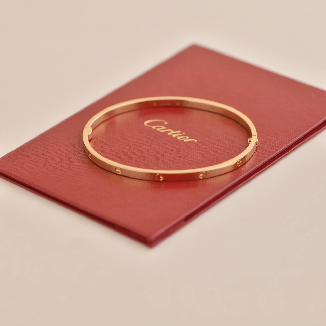 Cartier Love Bracelet Small Model 18K Yellow Gold Size 19 In Excellent Condition In Banbury, GB