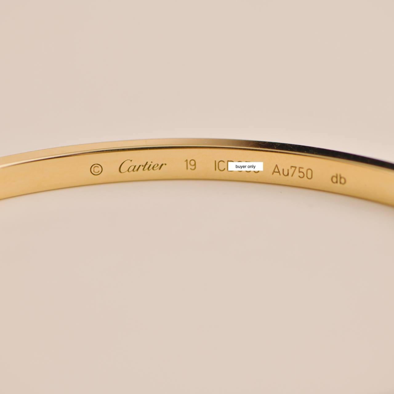 Cartier Love Bracelet Small Model 18K Yellow Gold Size 19 2