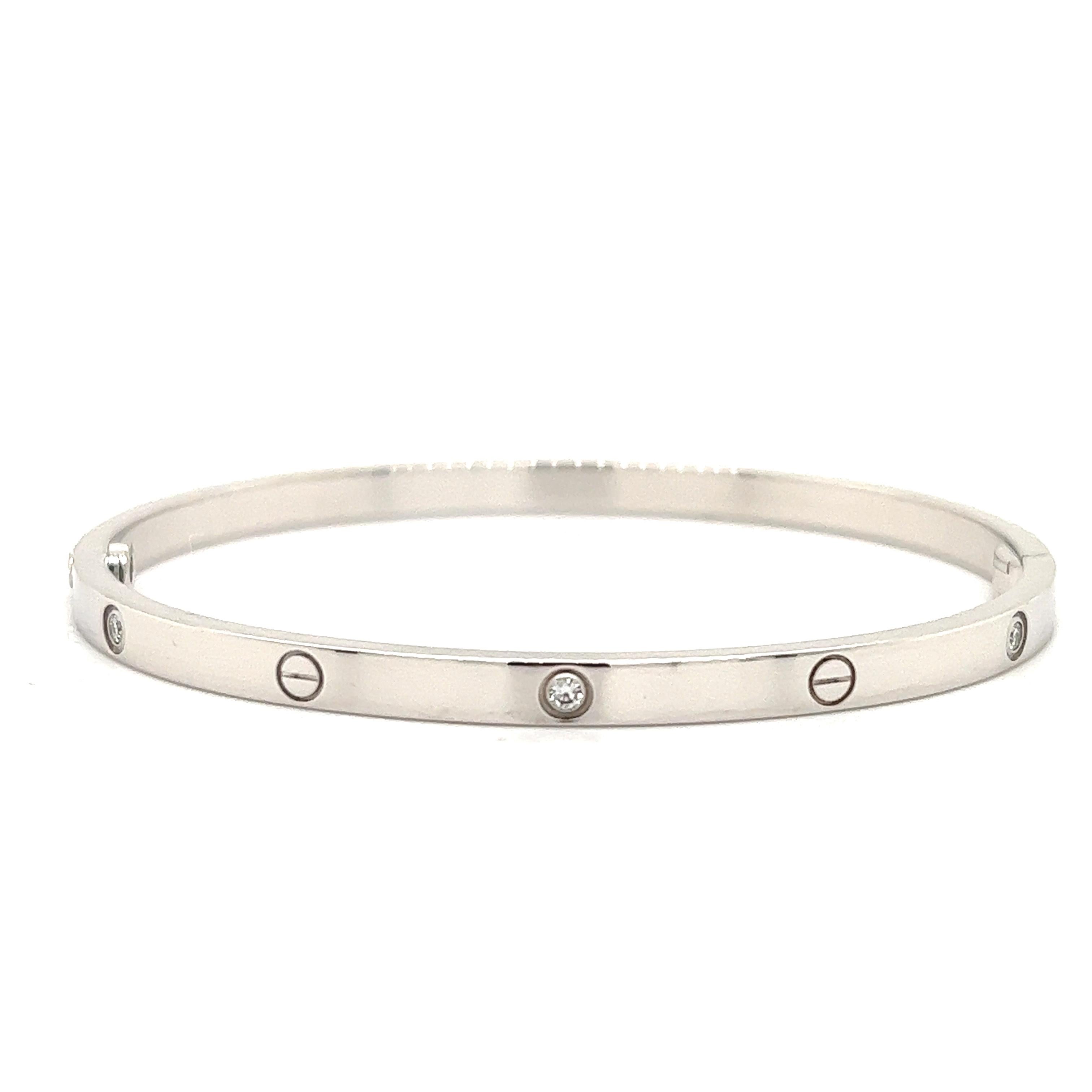  Bracelet Love de Cartier Petit Modèle 6 Diamants Or Blanc Pour femmes 