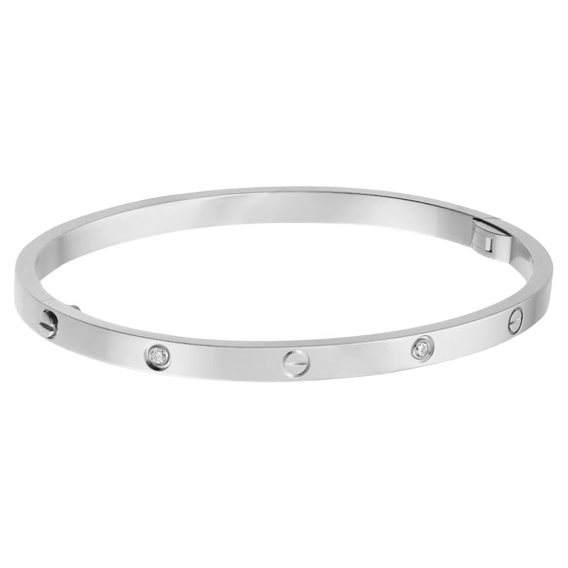Bracelet Love de Cartier Petit Modèle 6 Diamants Or Blanc