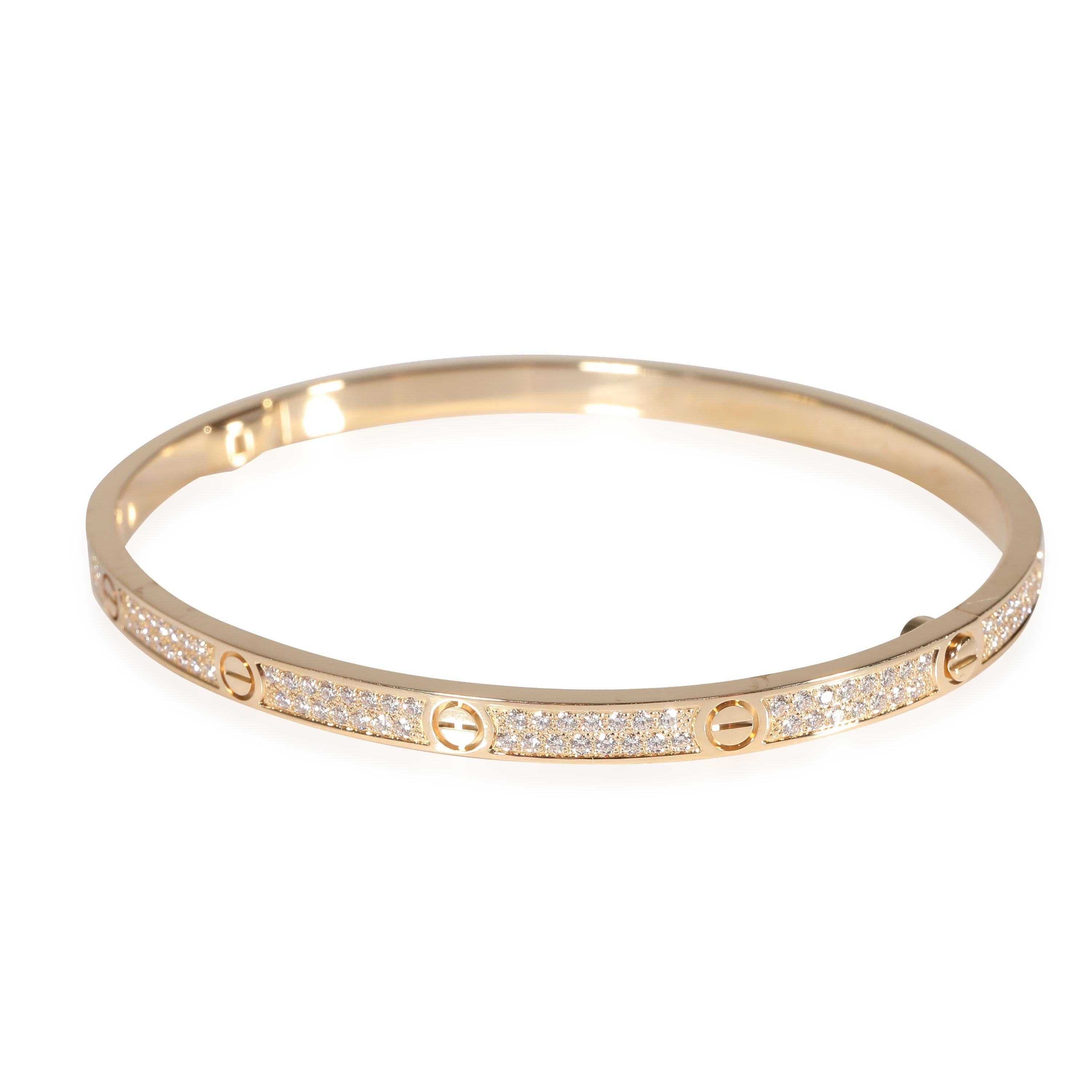 Women's or Men's Cartier Love Bracelet, Small Model, Paved (Yellow Gold) For Sale