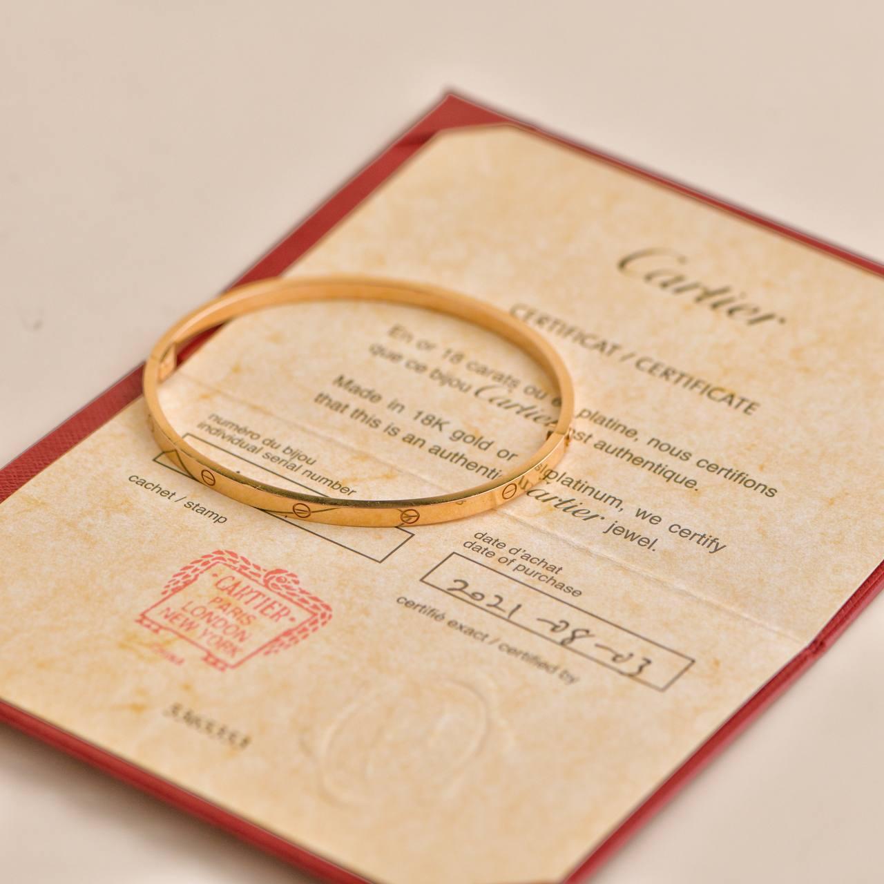 Cartier Love Bracelet Small Model Rose Gold Size 19 In Excellent Condition For Sale In Banbury, GB