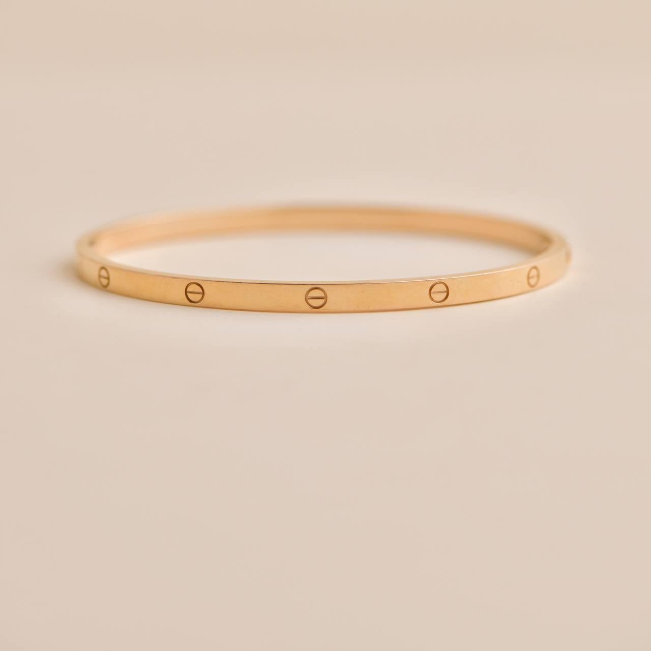 Cartier Love Bracelet Small Model Rose Gold Size 19 For Sale 1