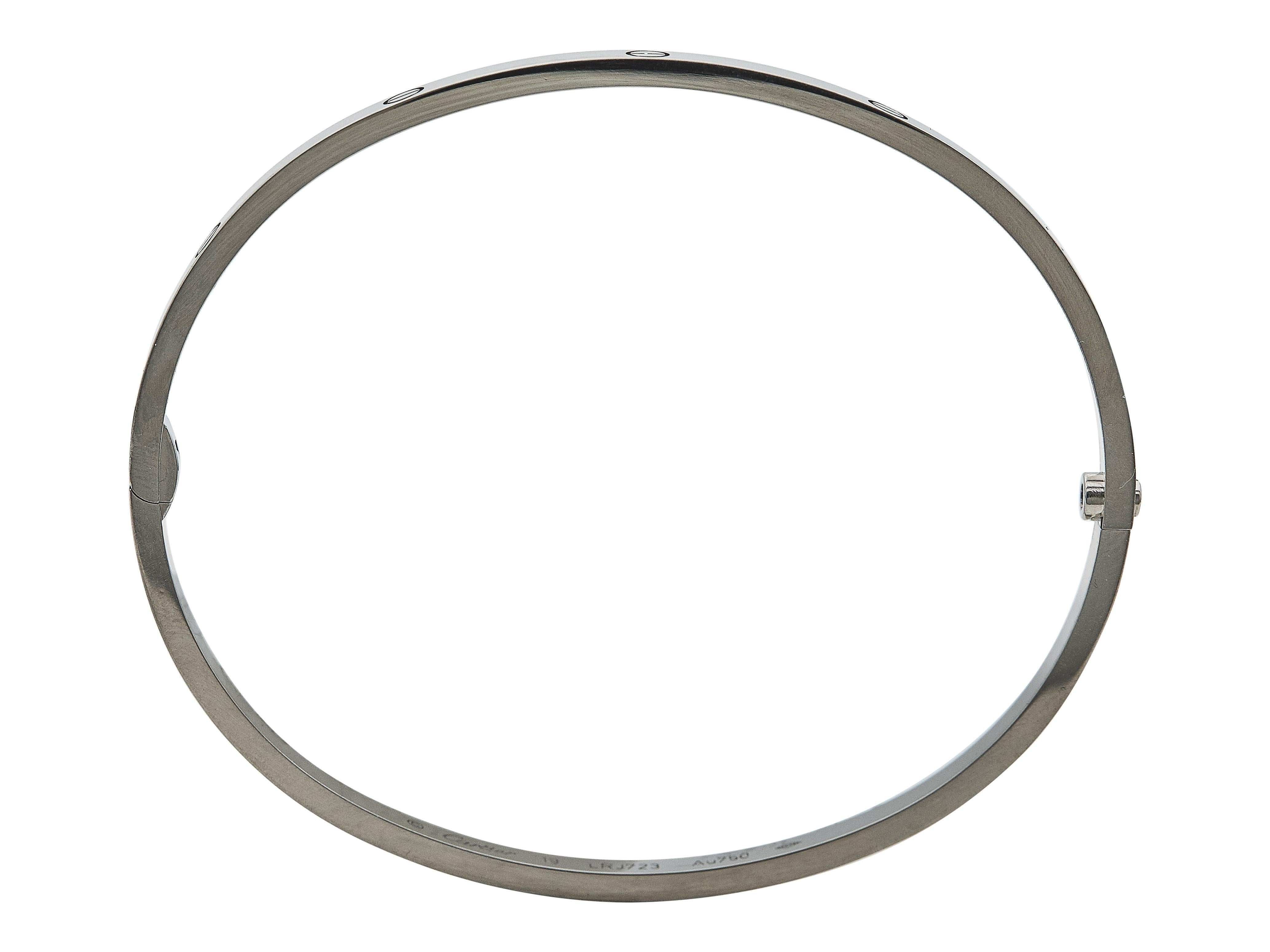 Contemporain Cartier LOVE Bracelet Petit Modèle Fermeture à Vis Unique Or Blanc 18K Taille 19 en vente