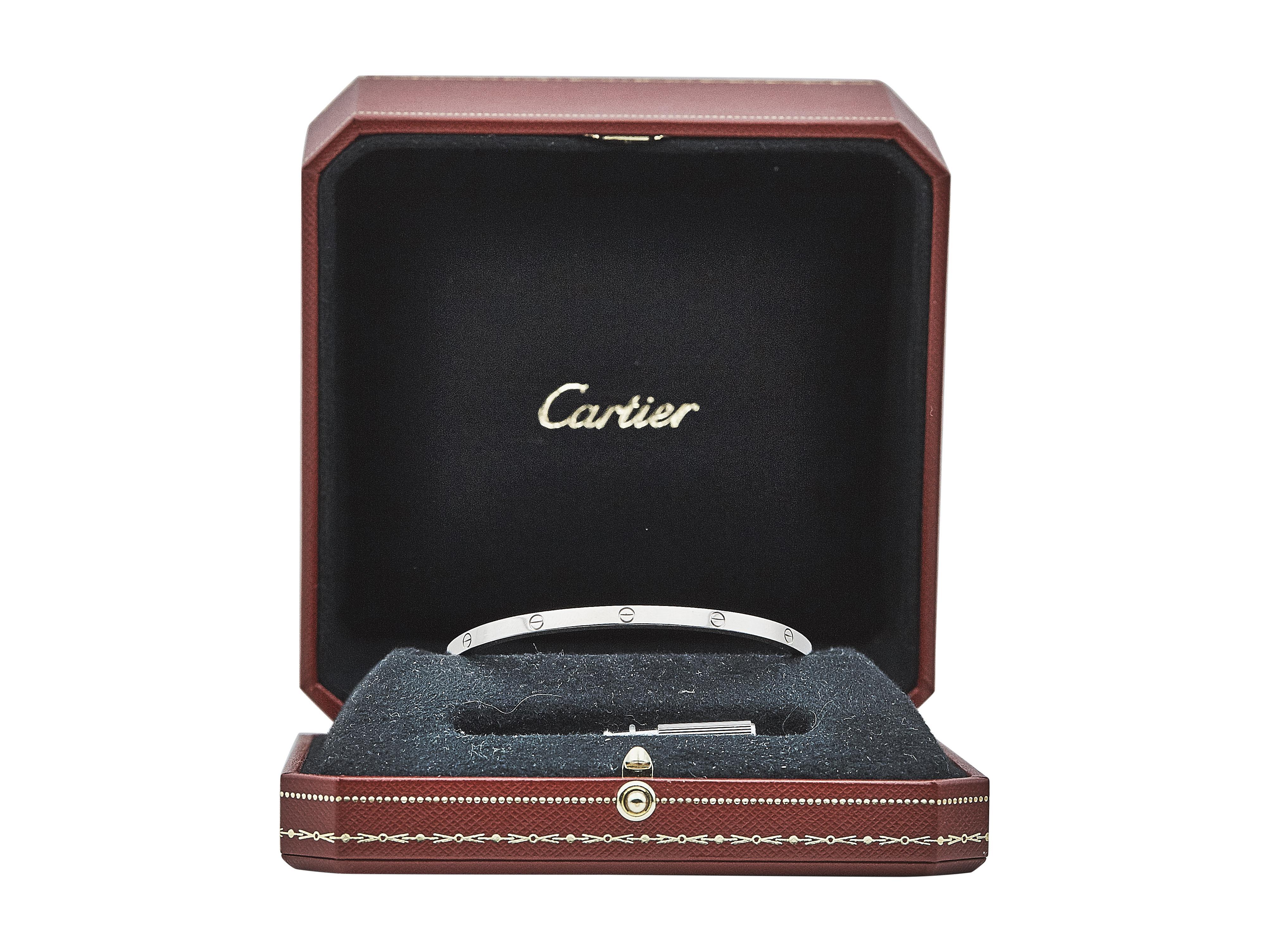 Cartier LOVE Bracelet Petit Modèle Fermeture à Vis Unique Or Blanc 18K Taille 19 Unisexe en vente
