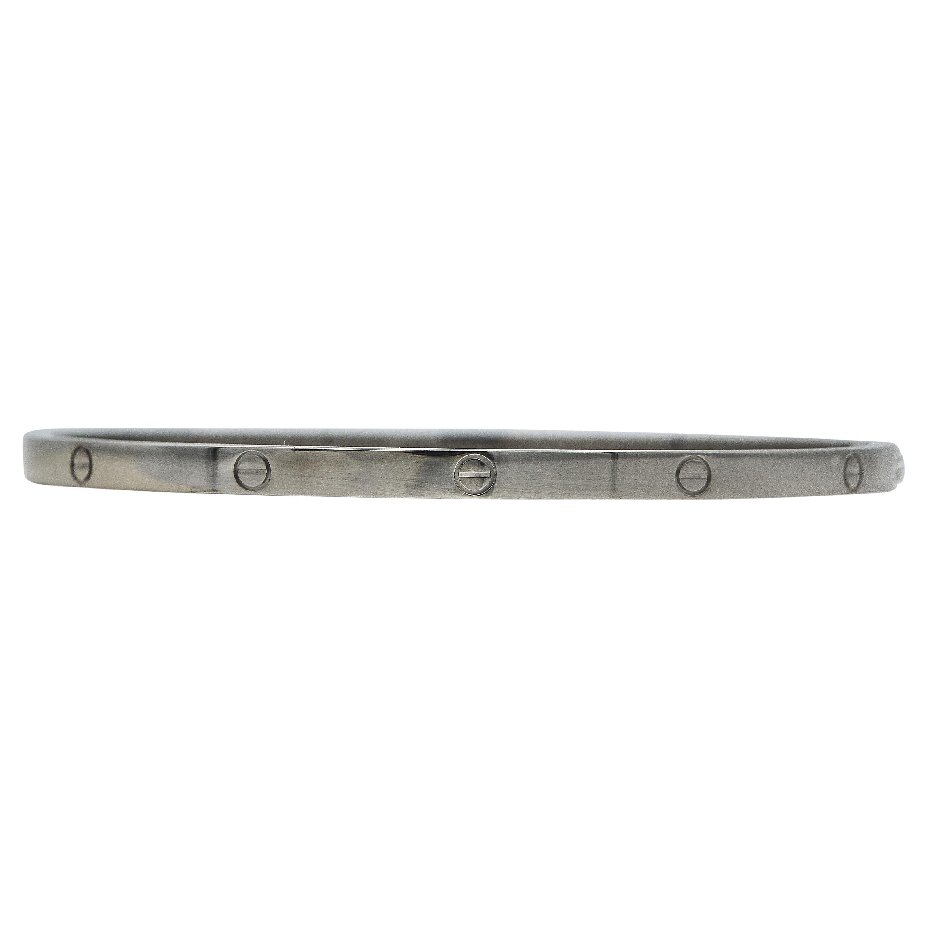 Cartier LOVE Bracelet Petit Modèle Fermeture à Vis Unique Or Blanc 18K Taille 19