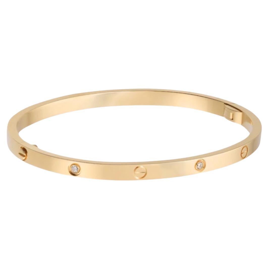 Cartier Love Bracelet, Small Model with 6 Diamonds in 18k Yellow Gold size 19