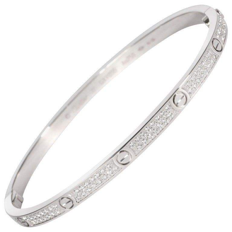 Cartier Love Bracelet Small Model With Pave Diamonds In 18k White Gold 0 95 Ctw At 1stdibs