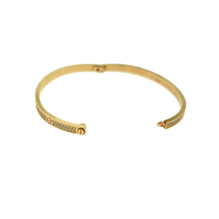 Cartier Love Bracelet Small Thin Diamond-Paved Bangle in Rose Gold For ...