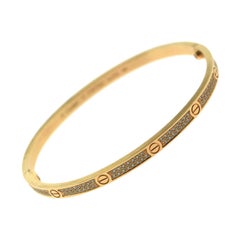 Cartier Love Bracelet Small Thin Diamond-Paved Bangle in Rose Gold